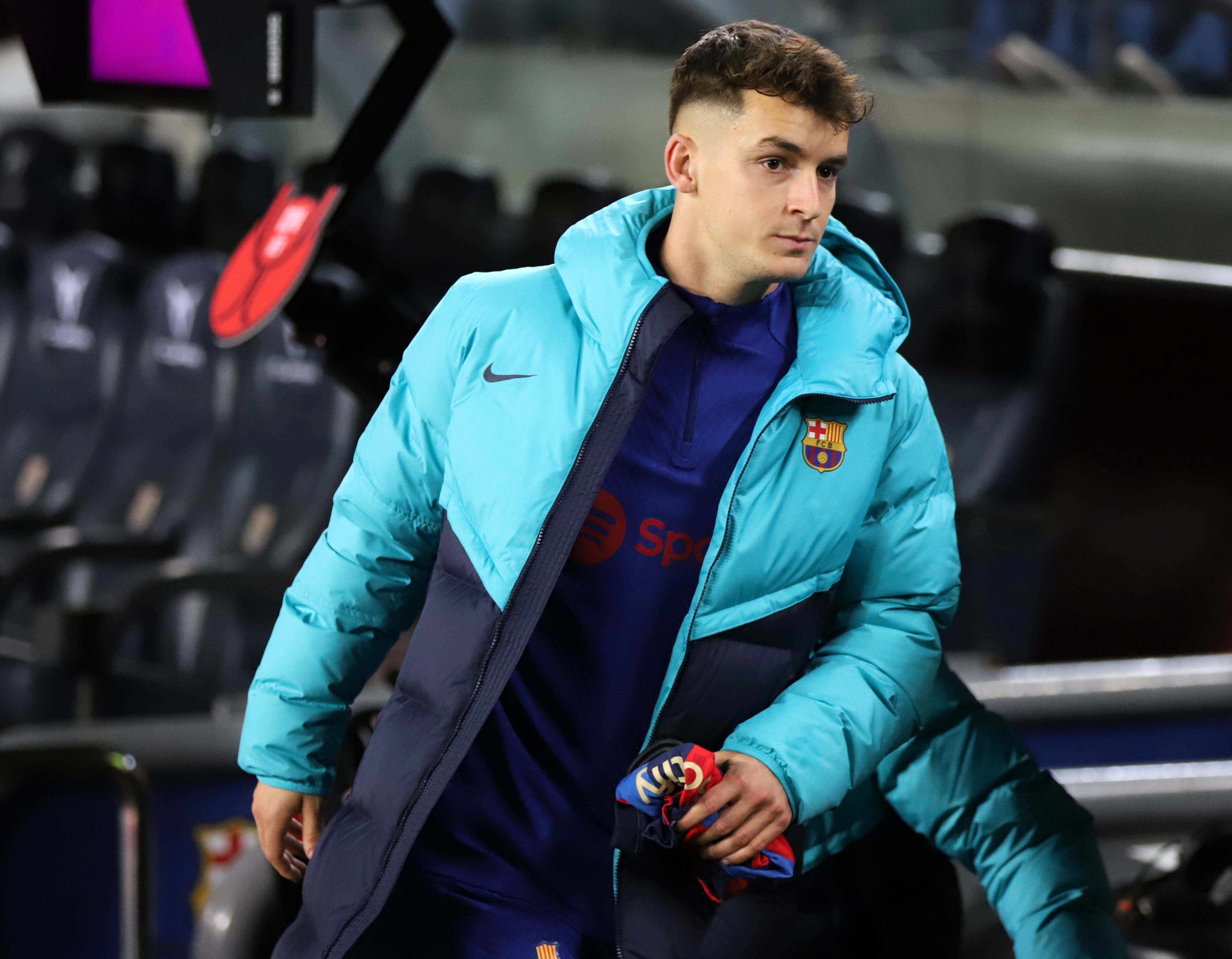 Marc Casadó, antes de un partido del Barça.