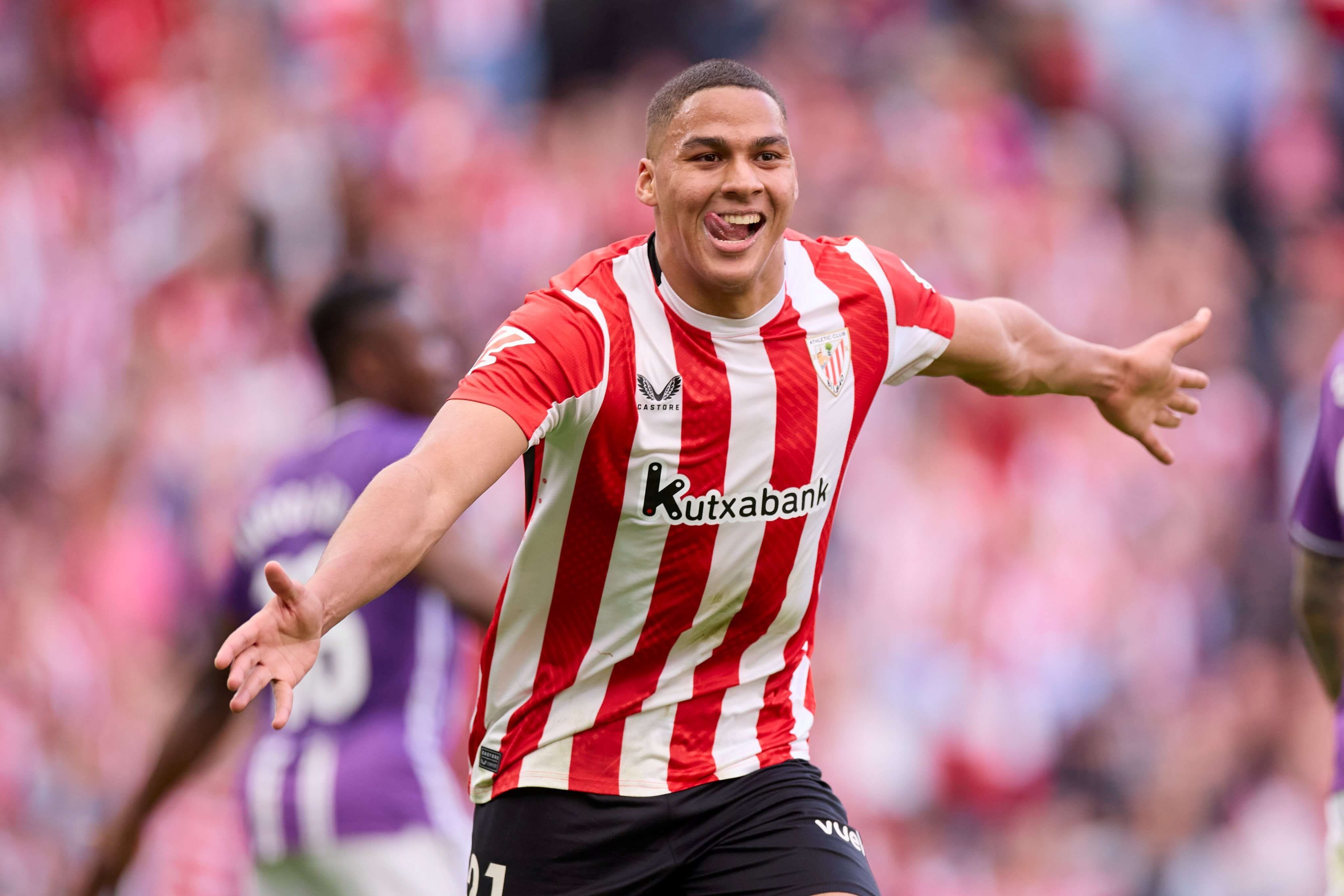 Gol de Maroan Sannadi ante el Valladolid en San Mamés.