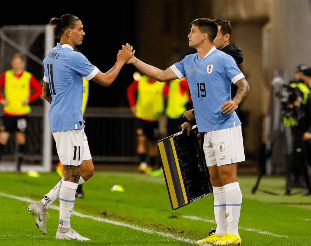 Martín Satriano, en su debut oficial con Uruguay.