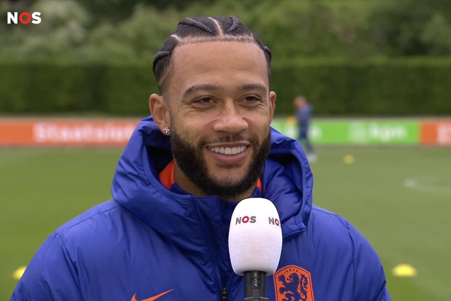 Memphis Depay, en la concentración con Países Bajos.