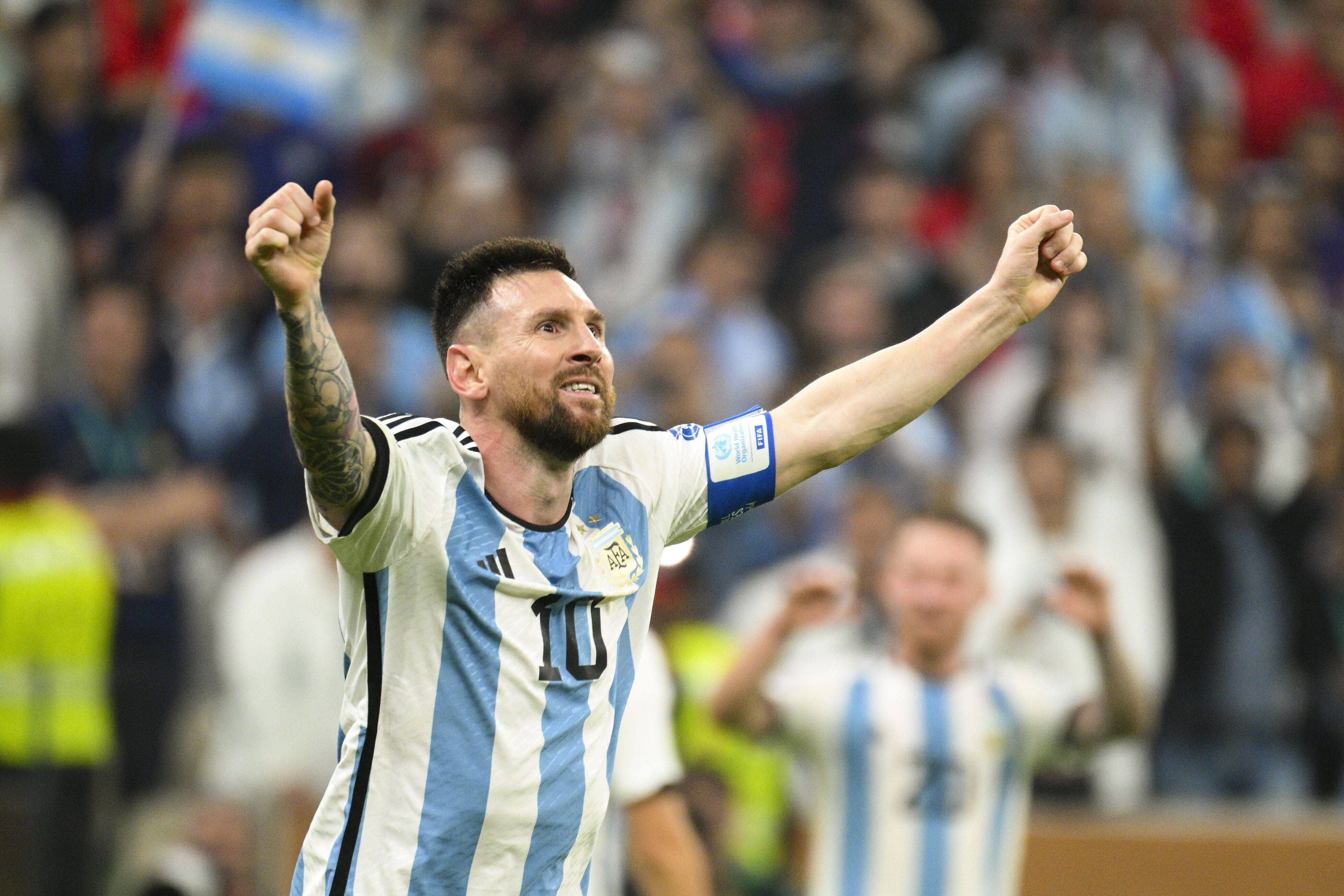 Messi celebra uno de sus goles en la final del Mundial.