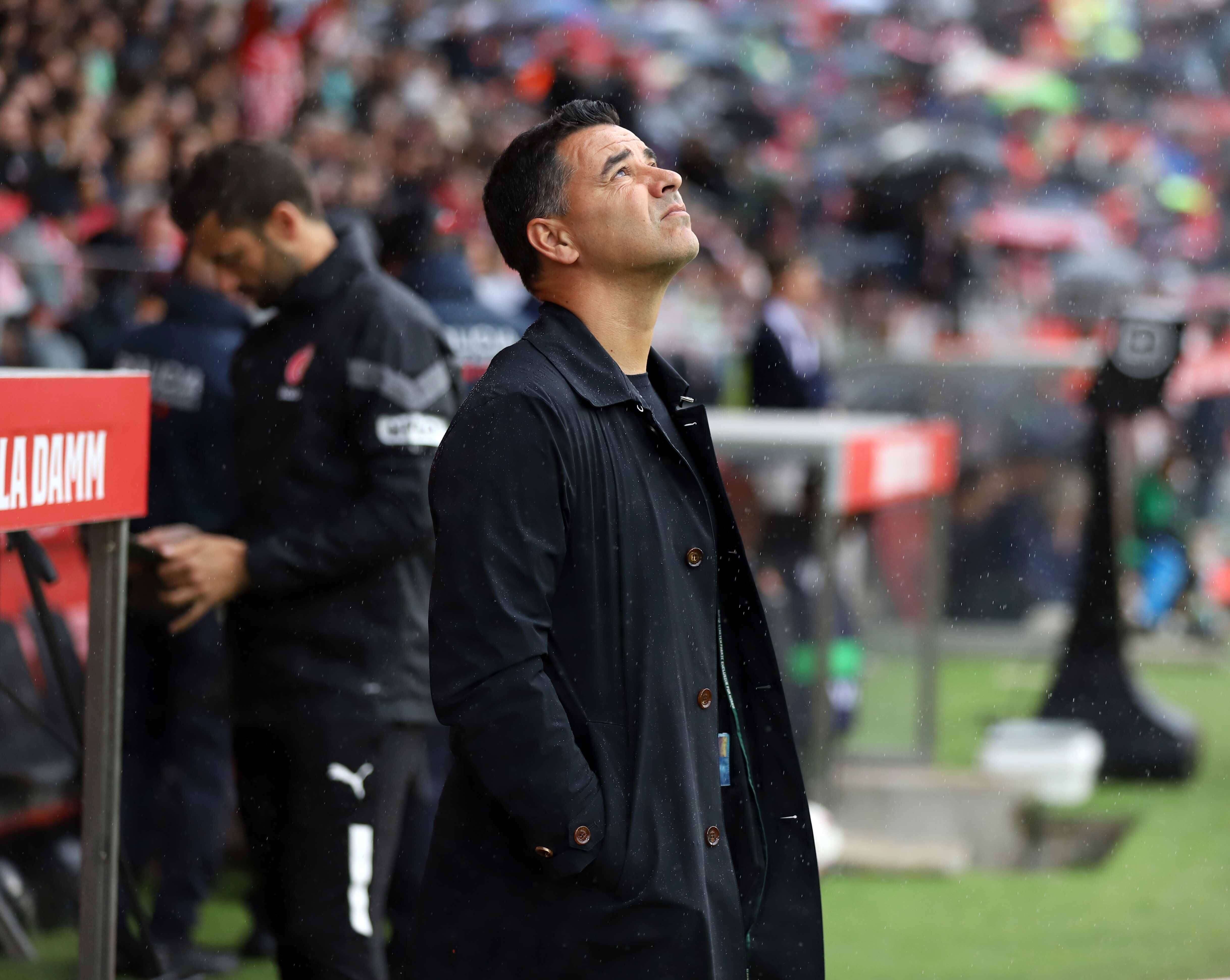 Míchel, en un partido del Girona.