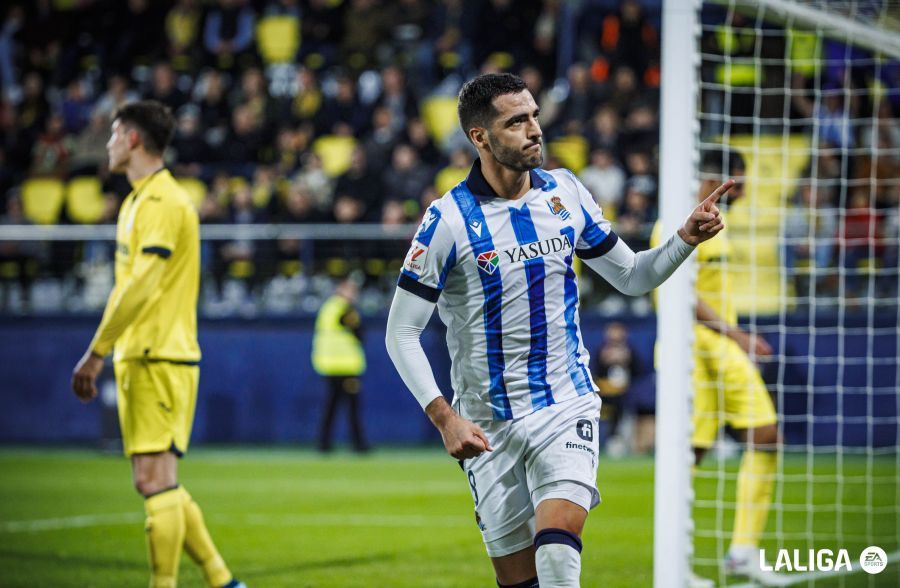  Mikel Merino celebro el gol marcado al Villarreal en la primera vuelta.
