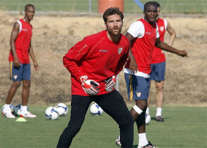 Morgan De Sanctis, en un entrenamiento.