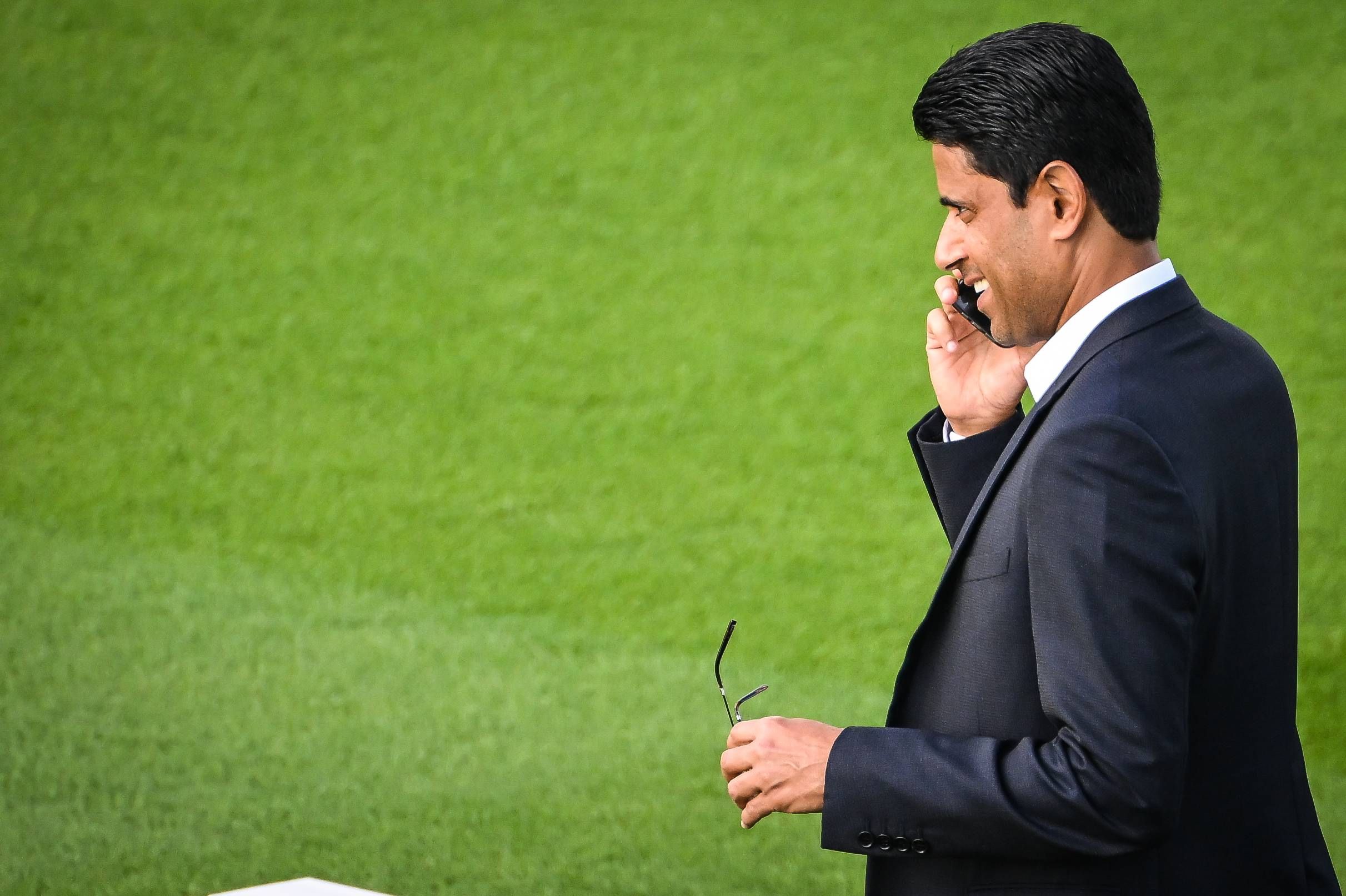 Nasser Al-Khelaïfi, en la previa de un partido del PSG (FOTO: Cordón Press).