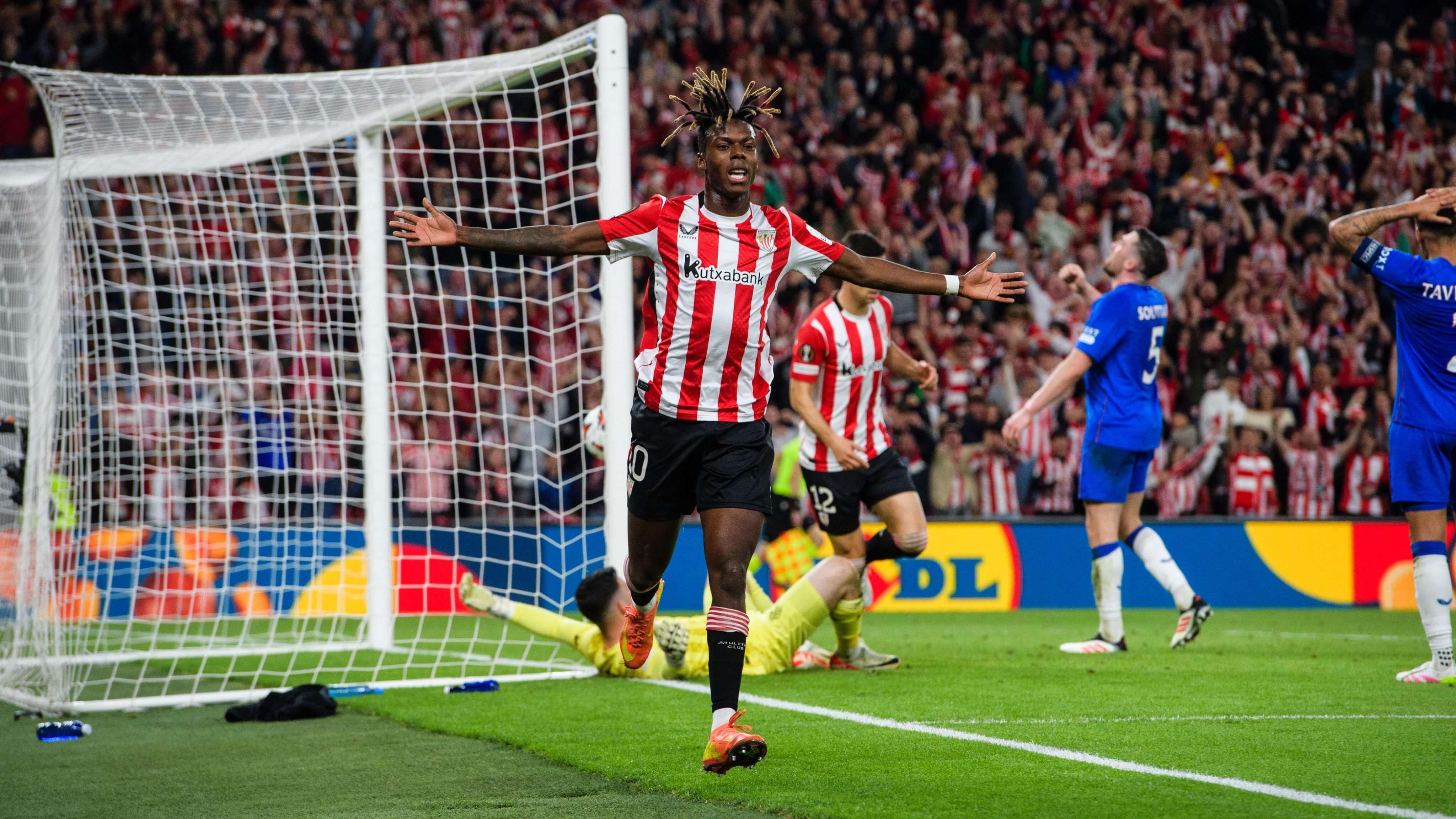  Gol de Nico Williams ante el Rangers en San Mamés.