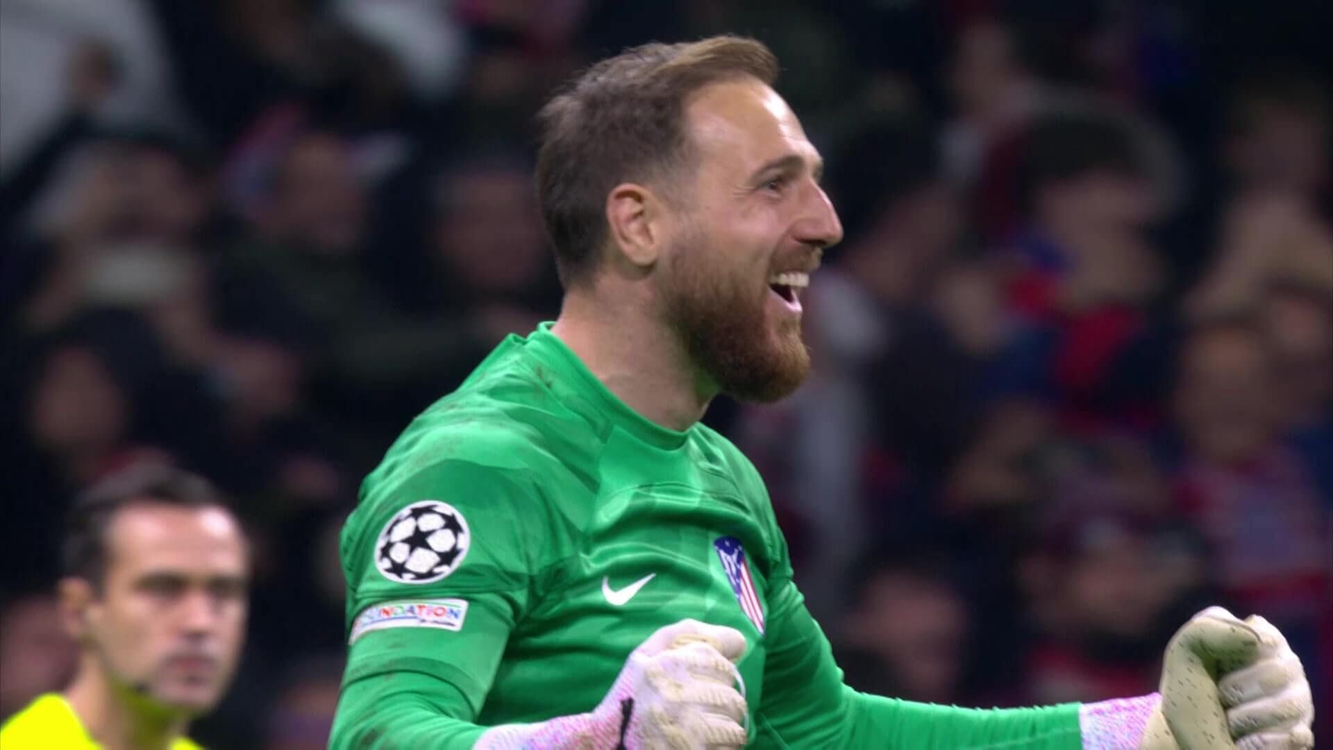  Oblak celebra la clasificación del Atlético ante el Inter.