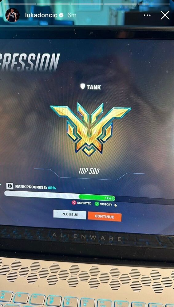 Luka Doncic comparte una imagen donde aparece como top 500 en Overwatch 2.
