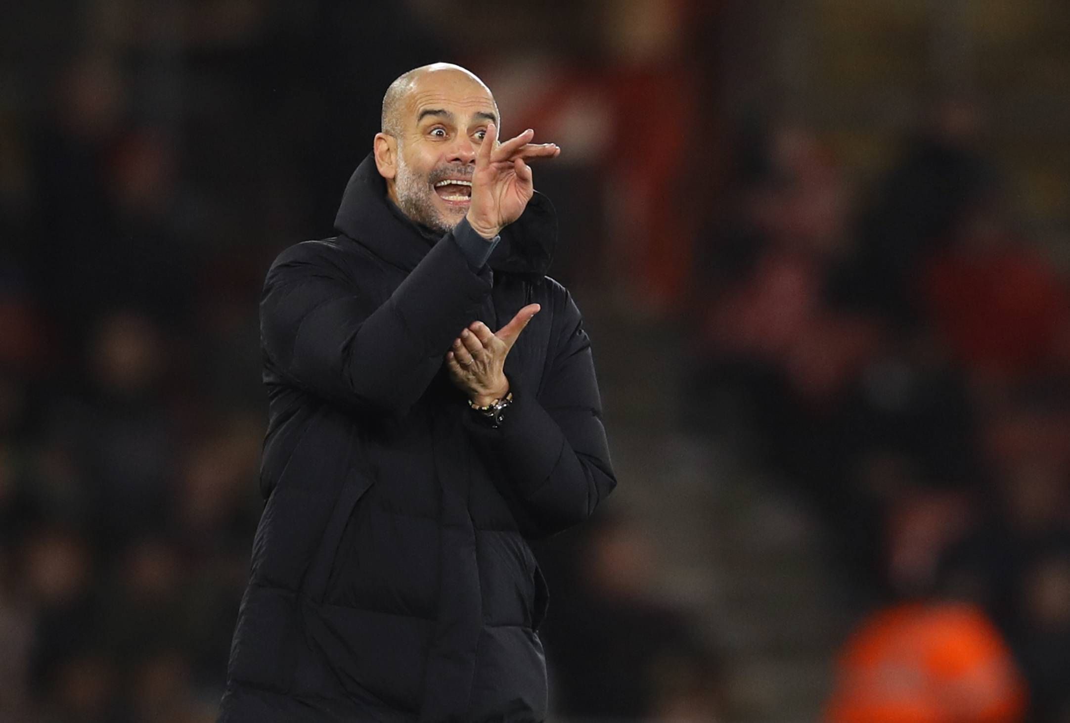  Pep Guardiola, durante un partido del Manchester City.