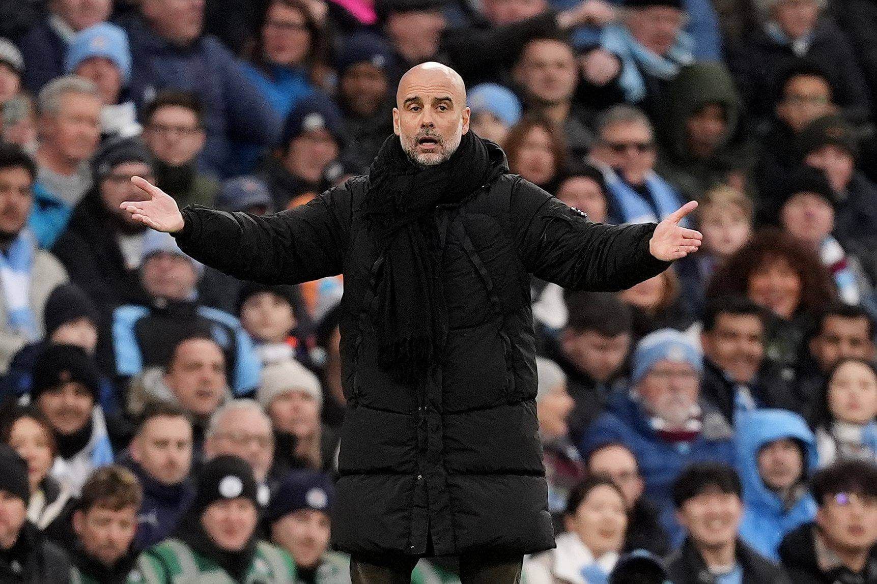  Pep Guardiola, en un partido del Manchester City.