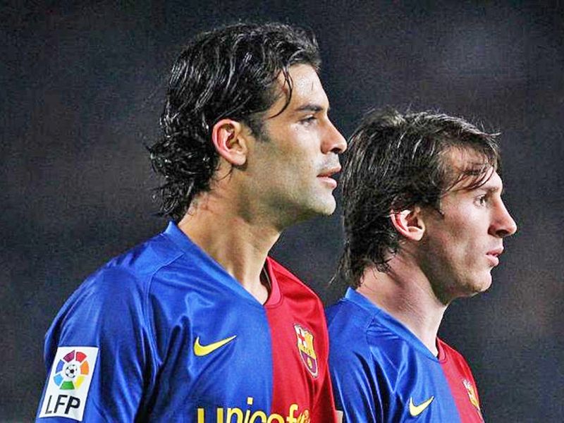  Rafa Márquez y Leo Messi, durante un partido con el Barcelona.