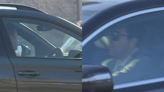 Xavi Hernández y Deco abandonando la Ciudad Deportiva