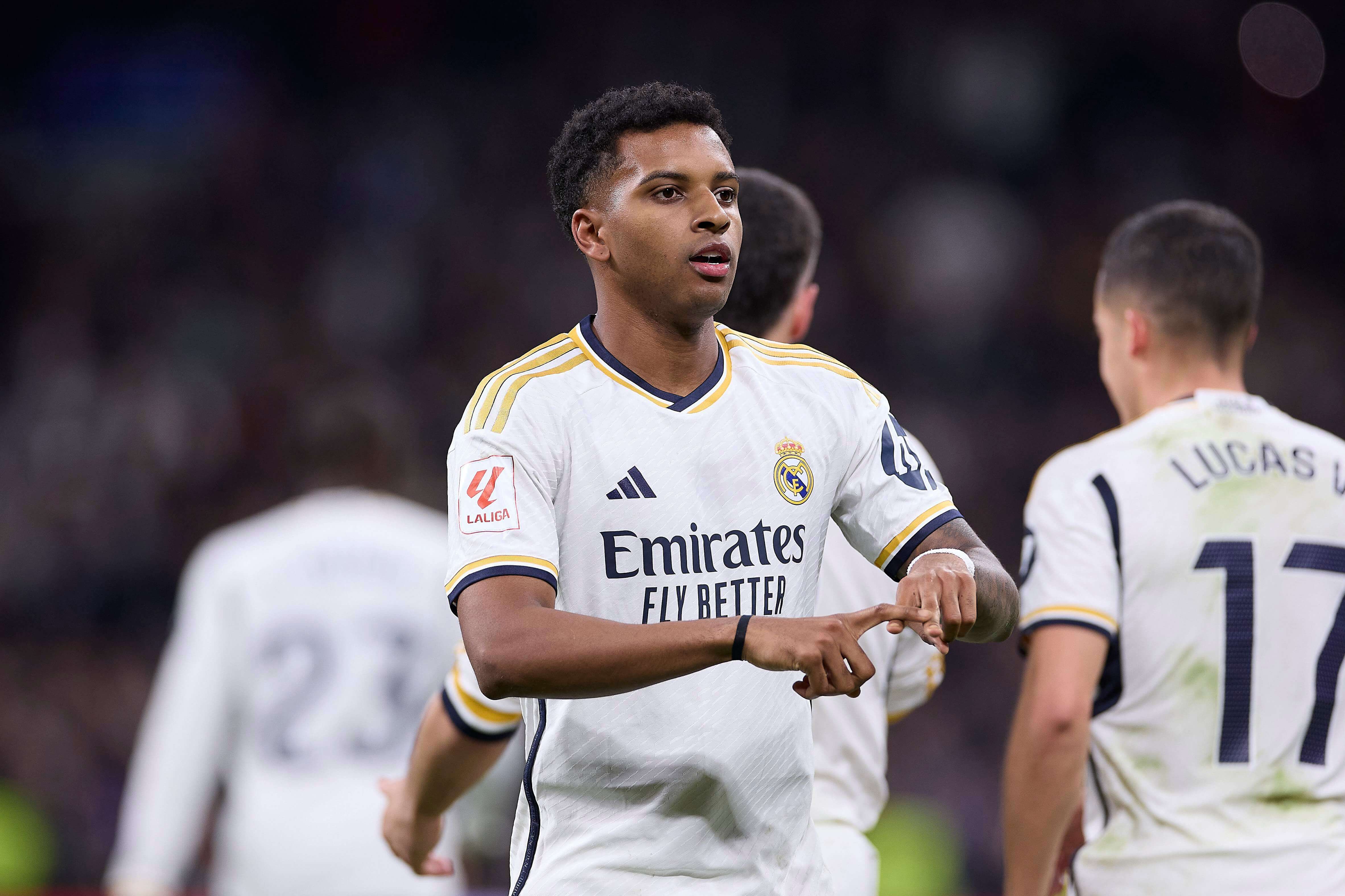  Rodrygo celebrando su gol en el Real Madrid-Girona.