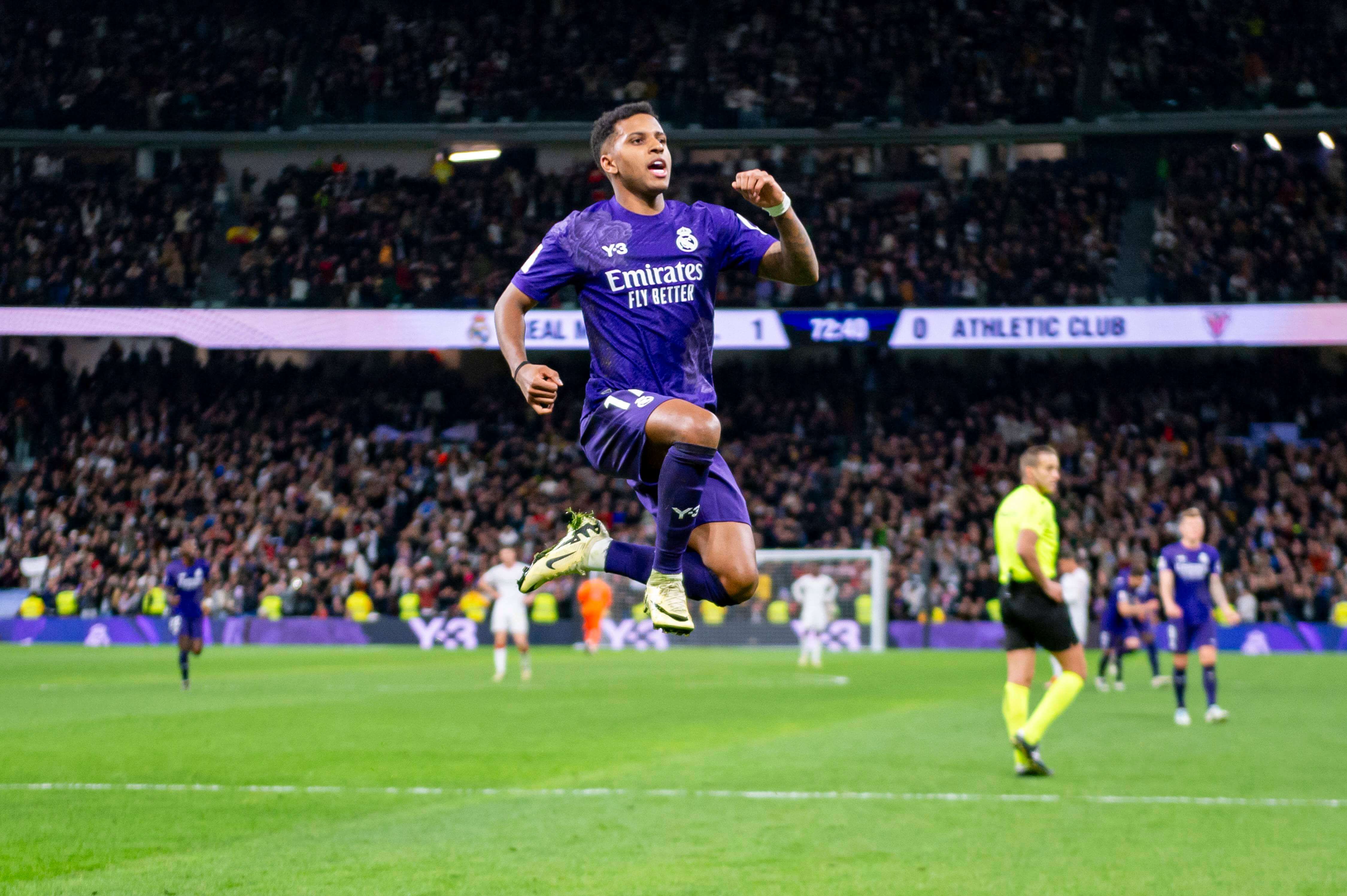 Rodrygo Goes celebra un gol ante el Athletic.