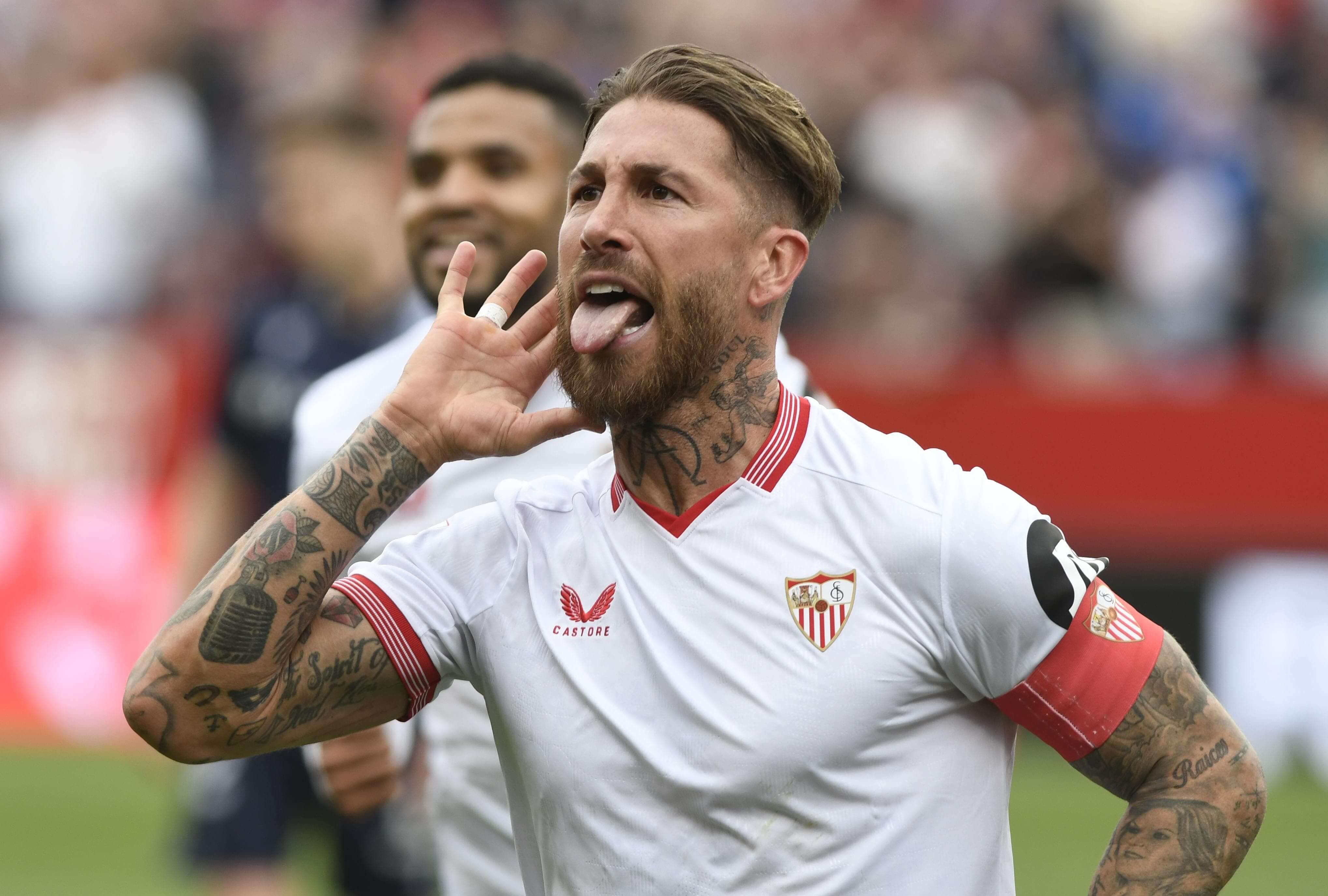  Sergio Ramos celebra su gol a la Real.