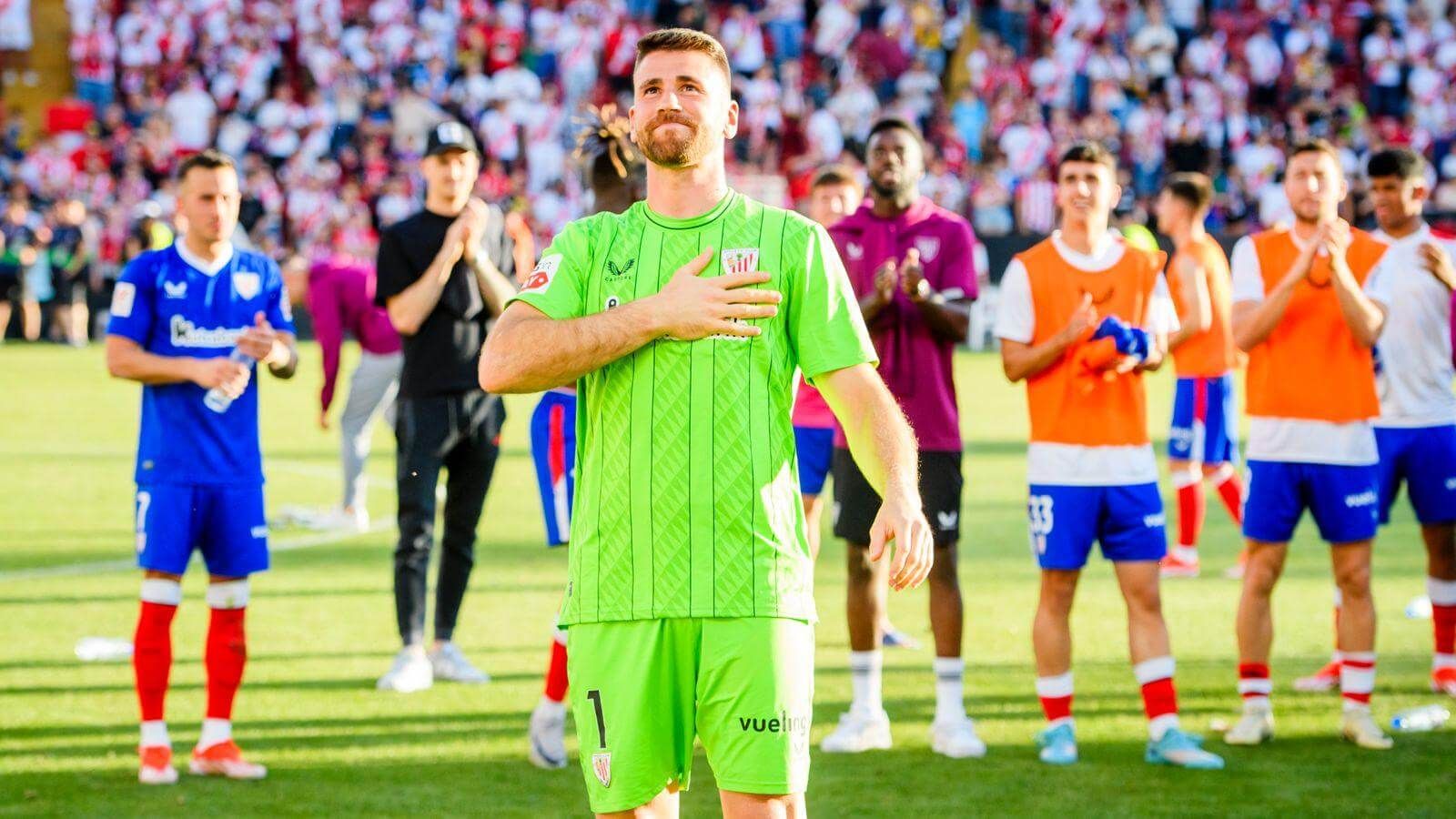 El meta Unai Simón ganó el Trofeo Zamora ante el Rayo en Vallecas.