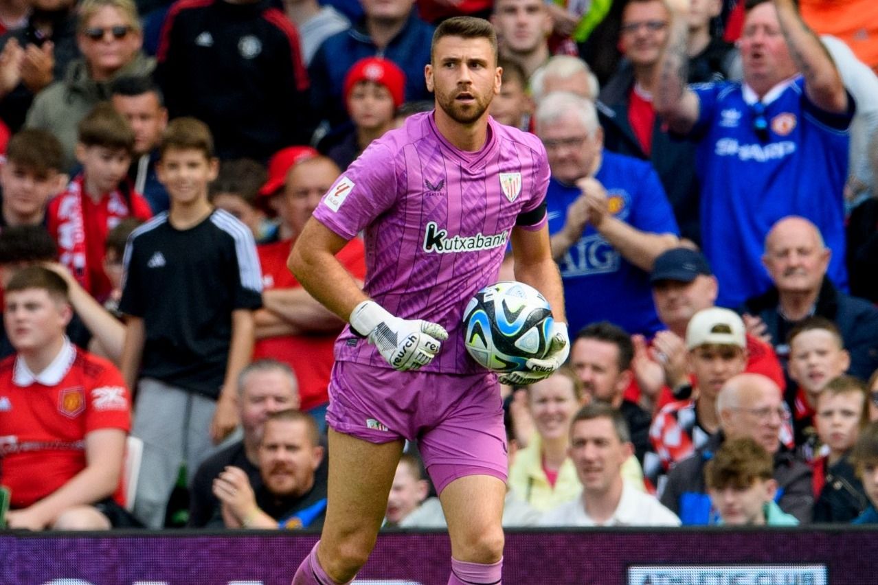 El meta Unai Simón en un partido de la pretemporada (Foto: Athletic club).