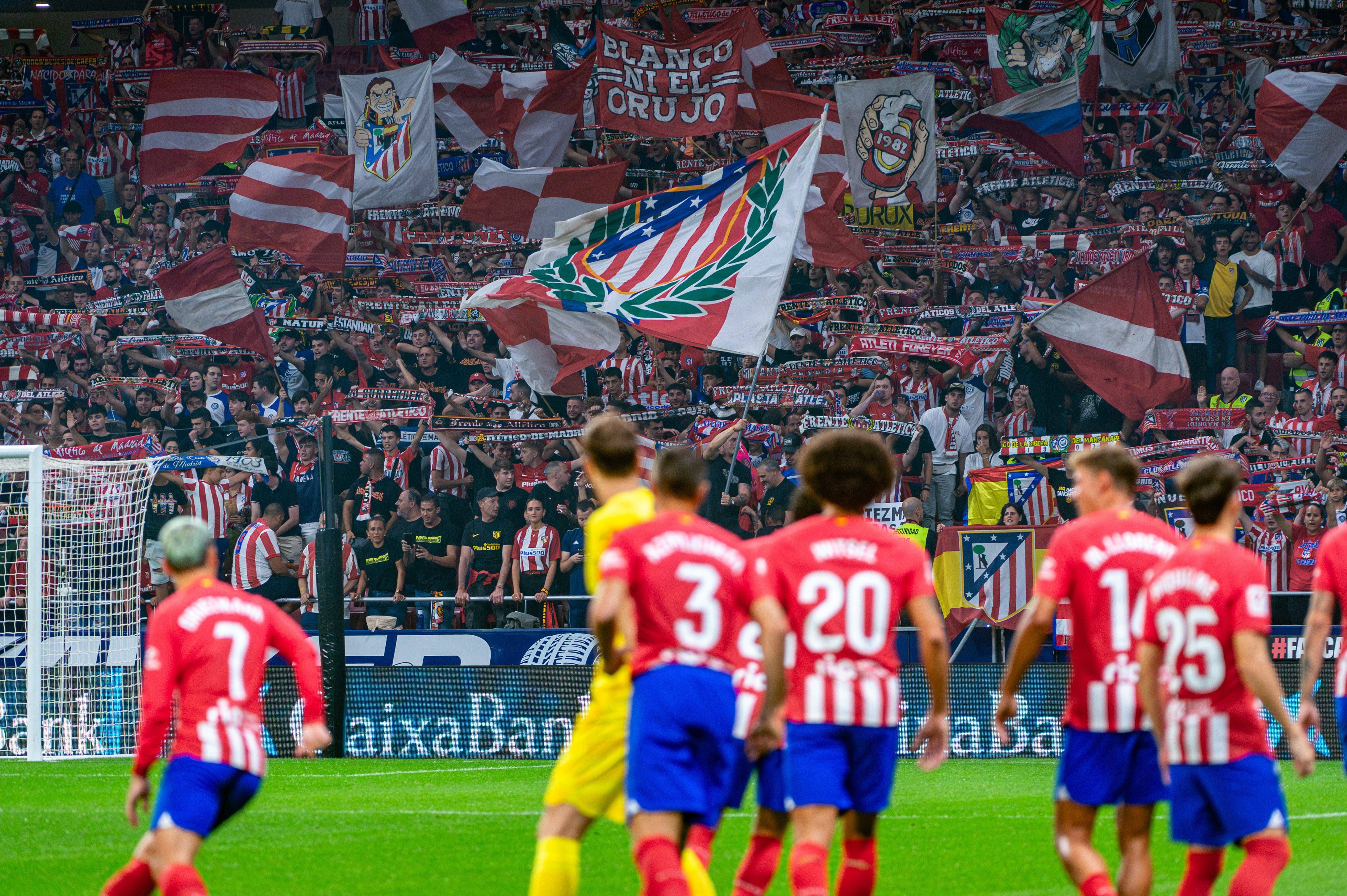  La afición del Atlético de Madrid, en la previa de un partido.