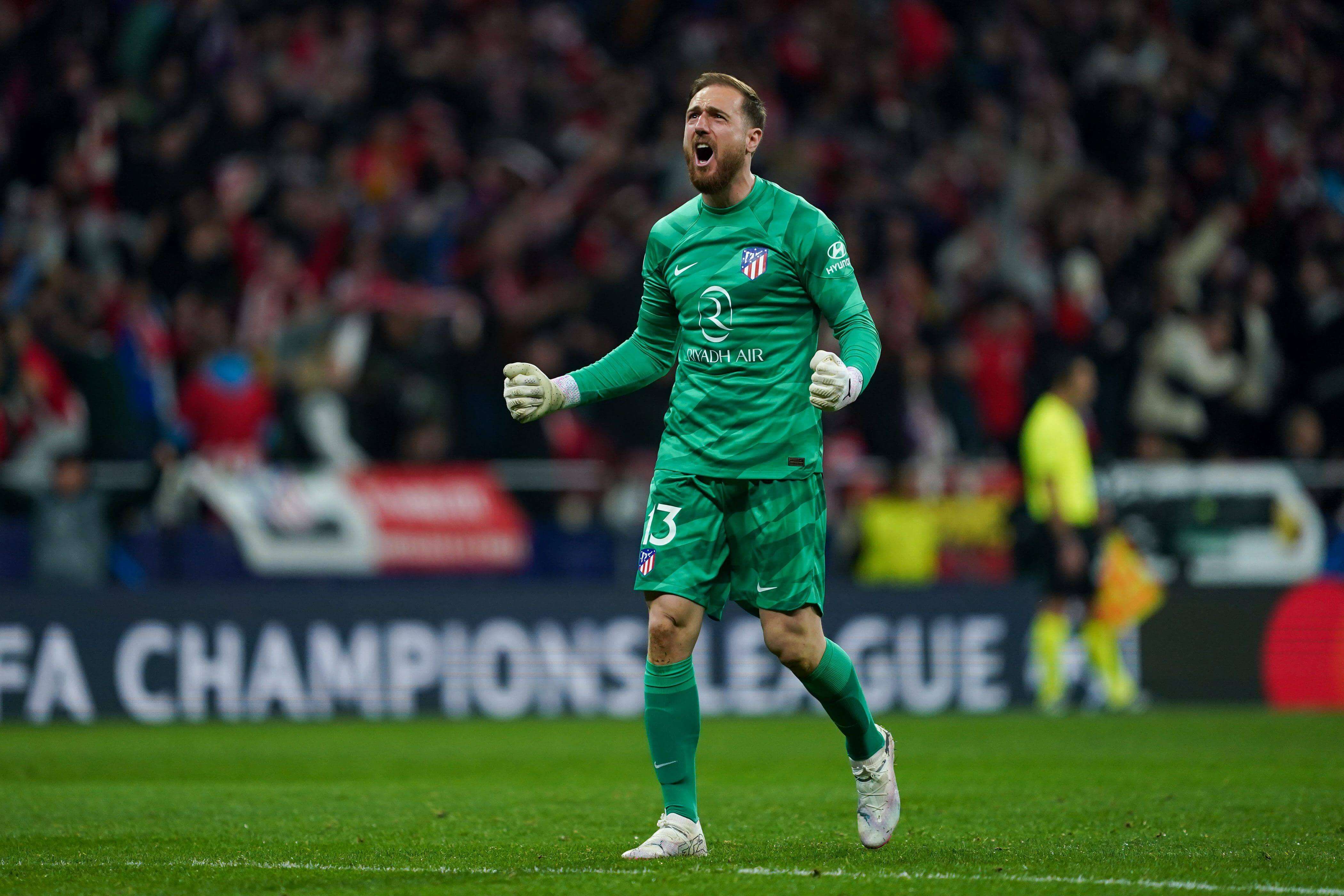 Jan Oblak celebrando la victoria ante el Inter.