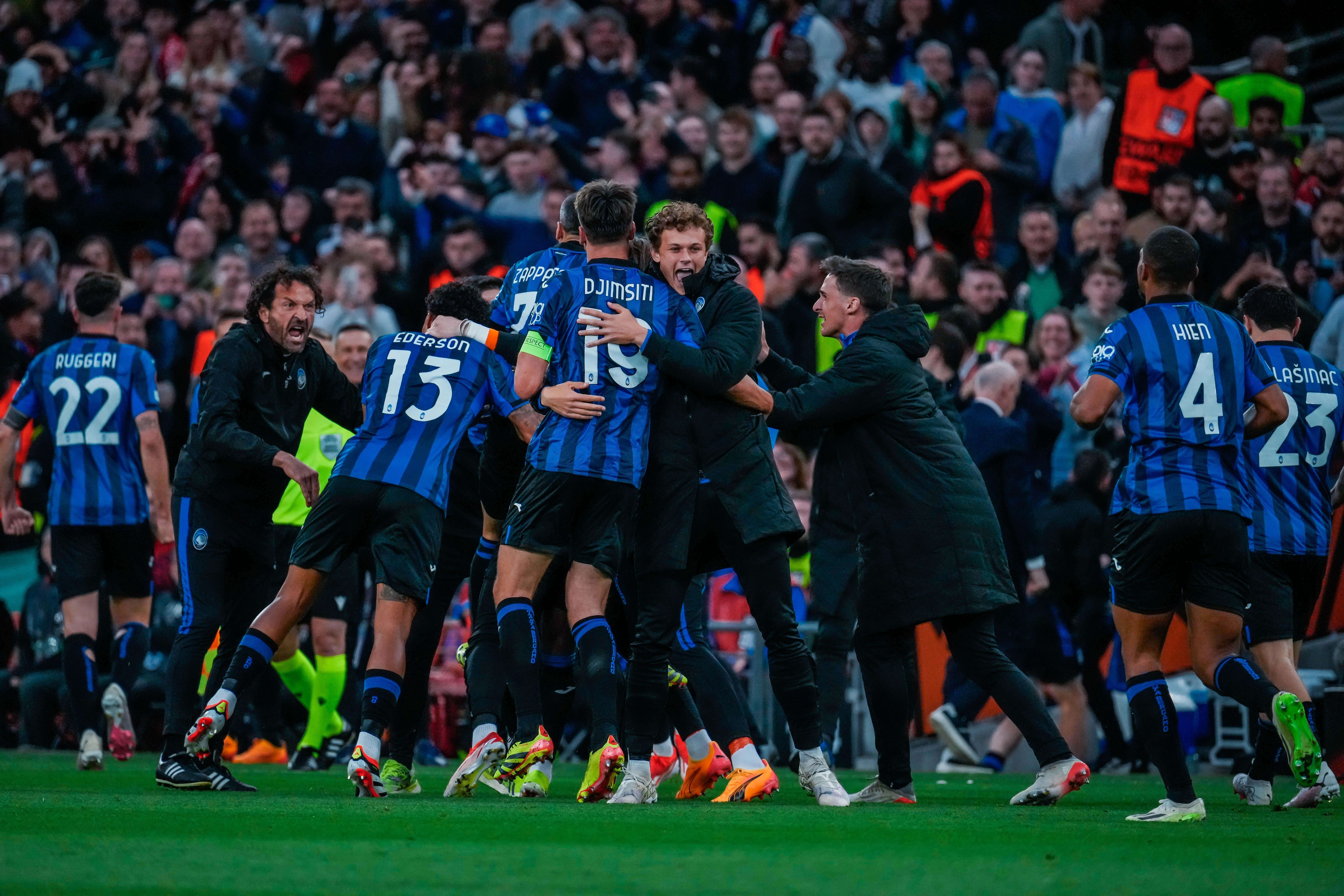  Celebración de los jugadores de la Atalanta en la final de la Europa League.