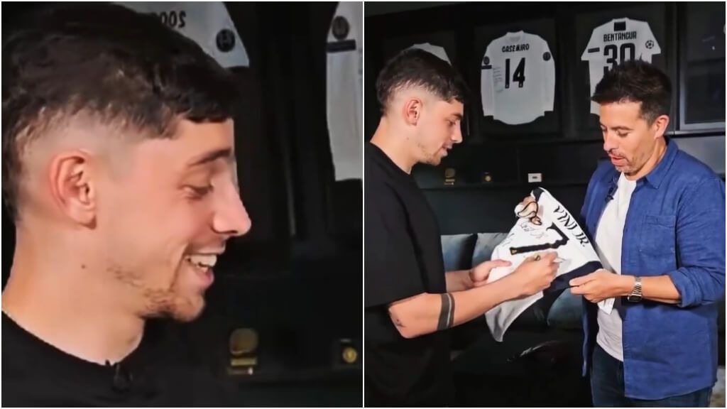  Fede Valverde firmando la camiseta de Taylor Swift (Fuente: rafacotelo)