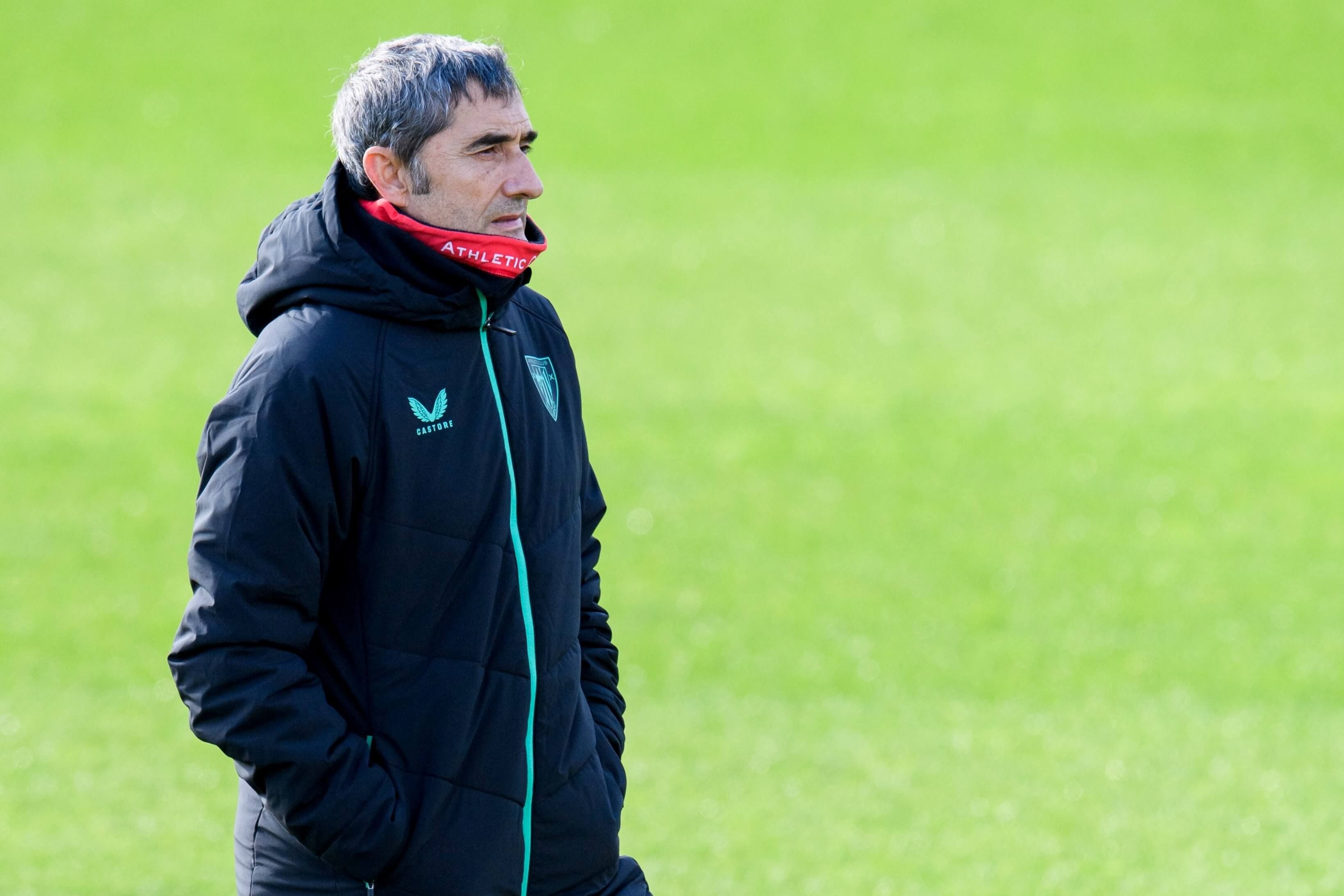  El técnico Ernesto Valverde, en una sesión en Lezama.