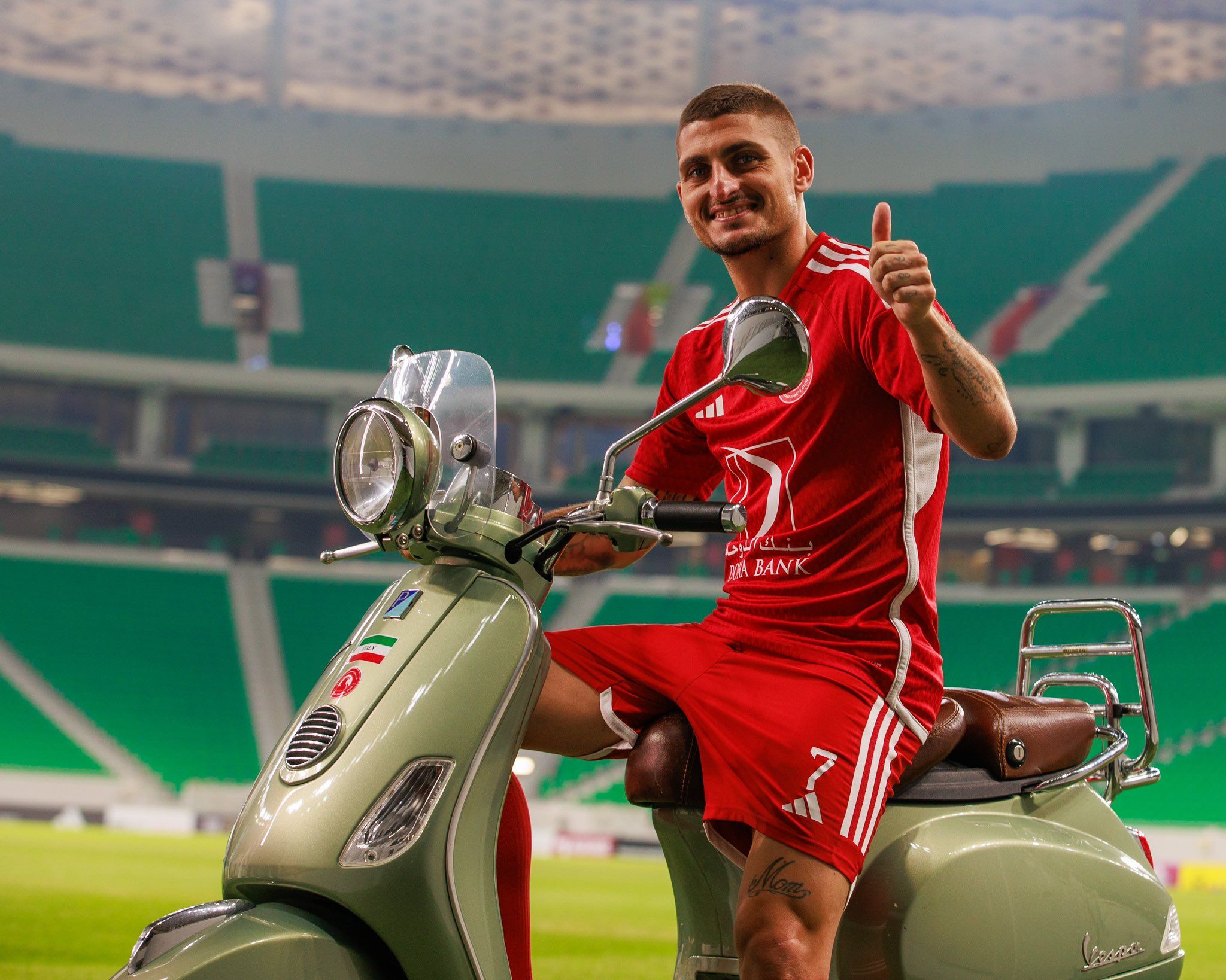 Verratti durante su presentación con el Al-Arabi Sports. Fuente: Al-Arabi