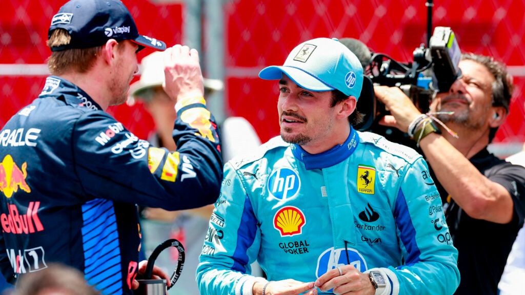  Max Verstappen y Charles Leclerc, en el GP de Miami.