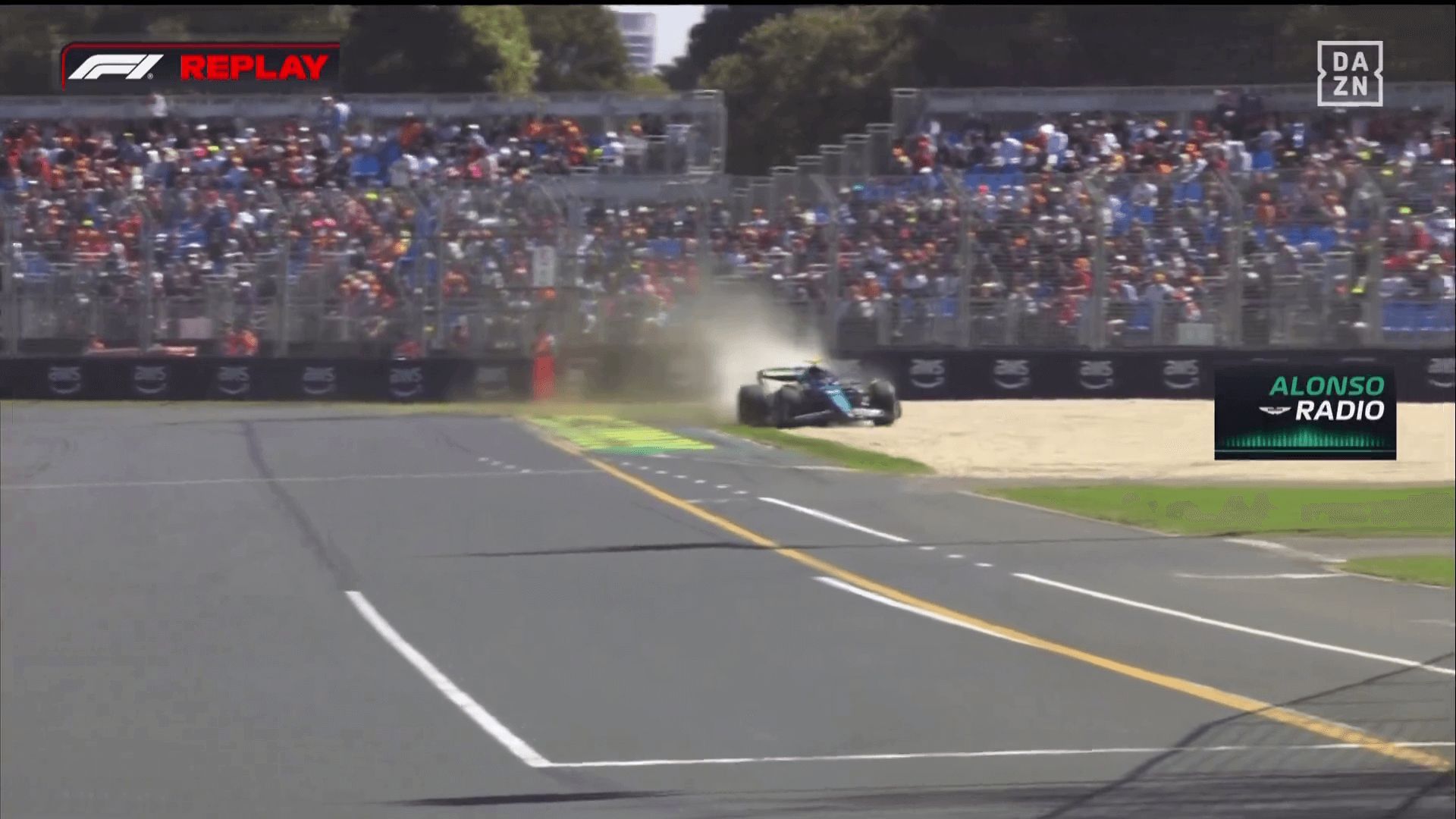  Fernando Alonso devolvió el coche a la pista como si nada (DAZN)