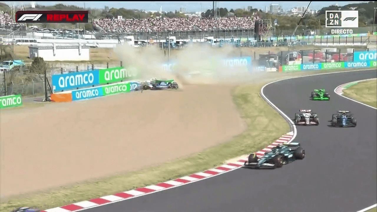  El accidente de Alex Albon y Daniel Ricciardo que acabó en bandera roja