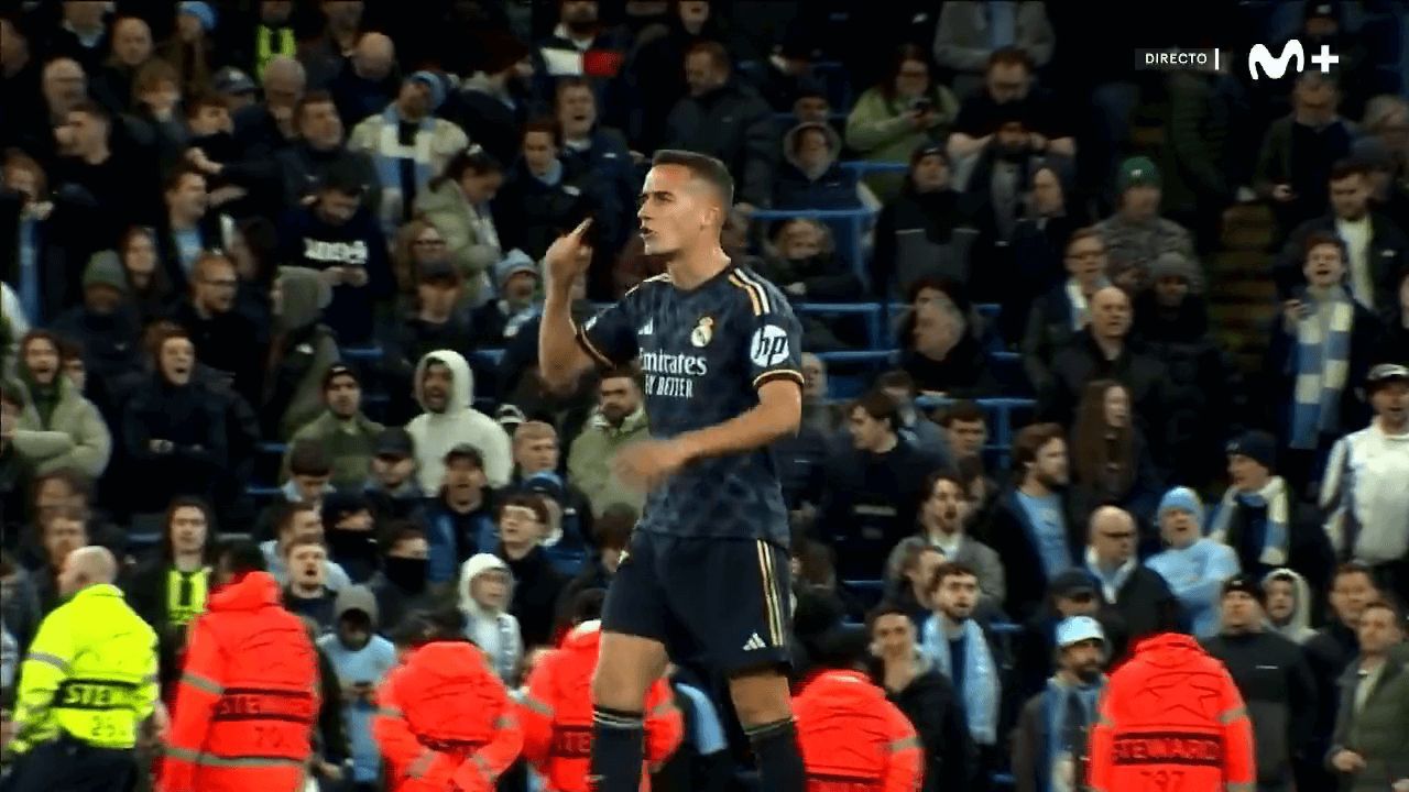 Lucas Vázquez pidiendo tranquilidad y cabeza a sus compañeros (Movistar +)