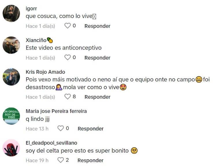 Comentarios de la afición del Dépor al pequeño aficionado de dos años.