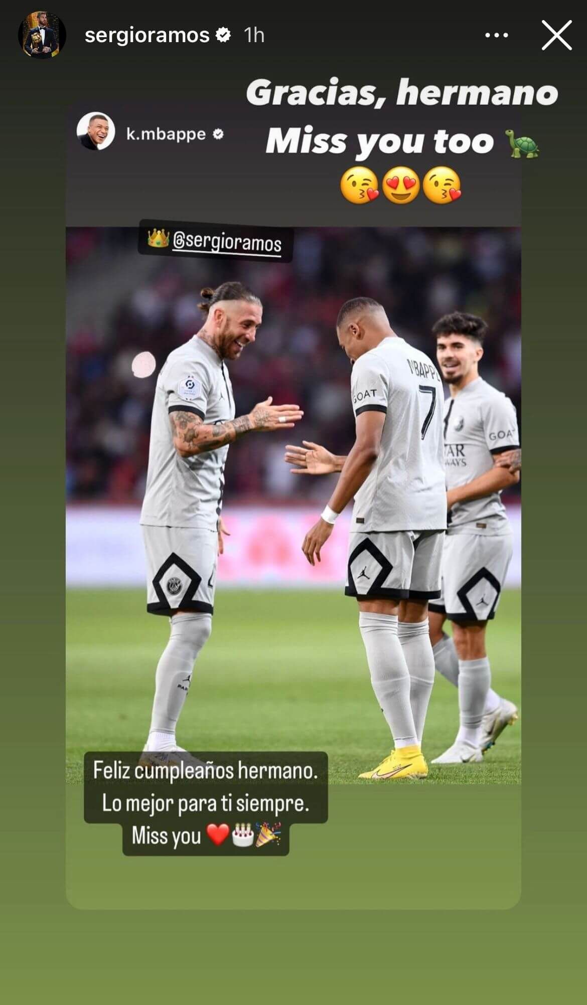  La celebración de Mbappé a Sergio Ramos.