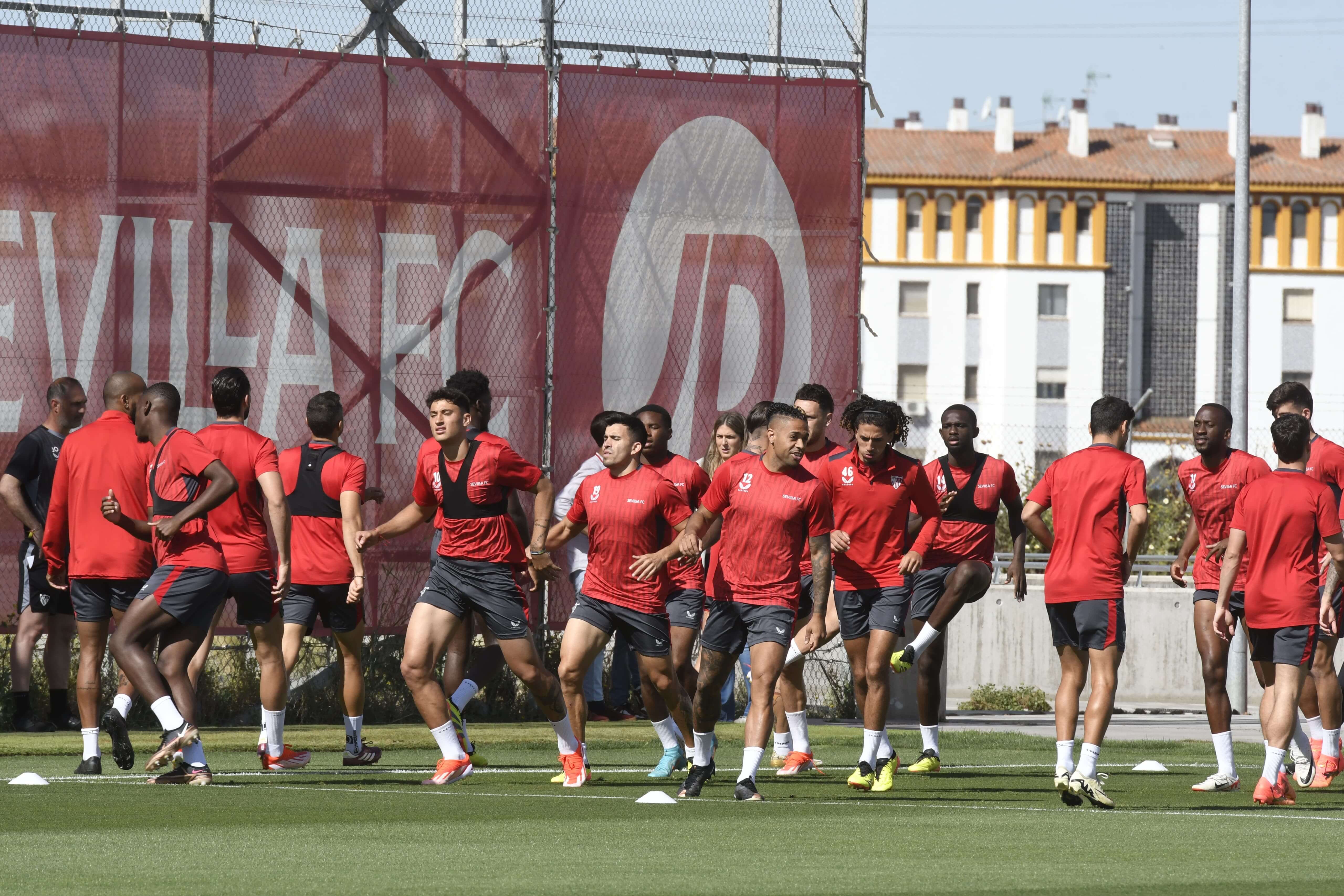 Entrenamiento del Sevilla de este jueves.