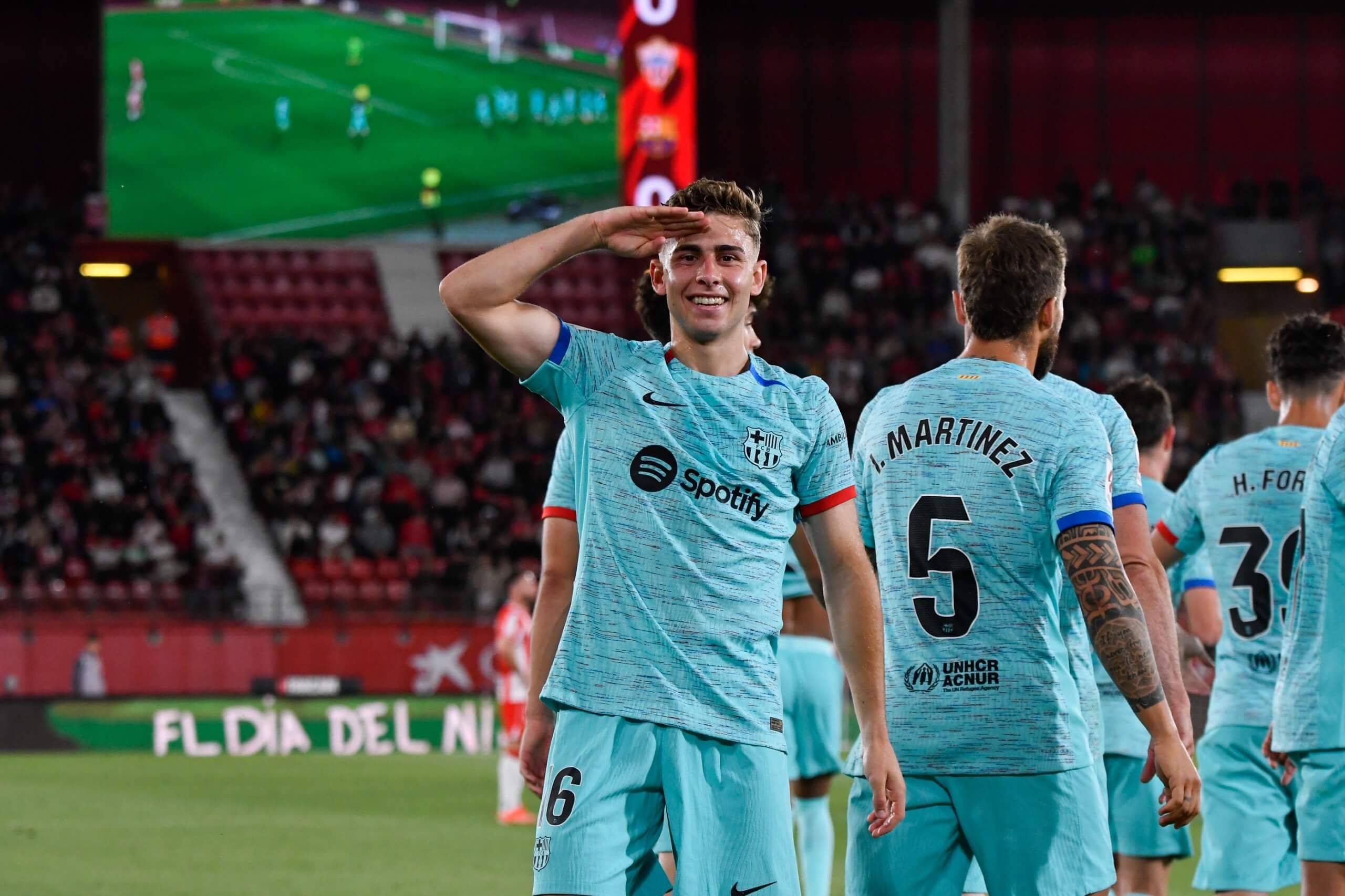  Fermín López celebra un gol en el Almería-Barcelona.