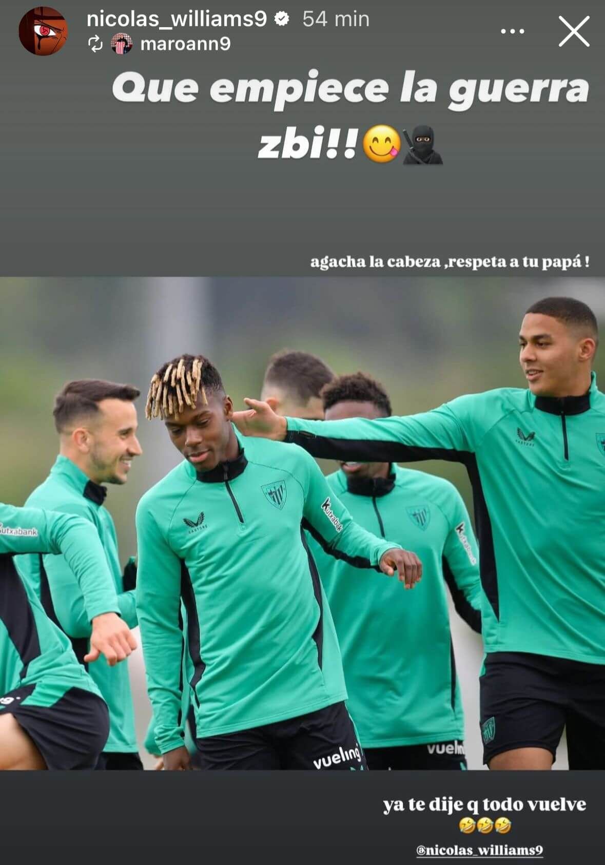  Maroan y Nico bromean en el entreno.