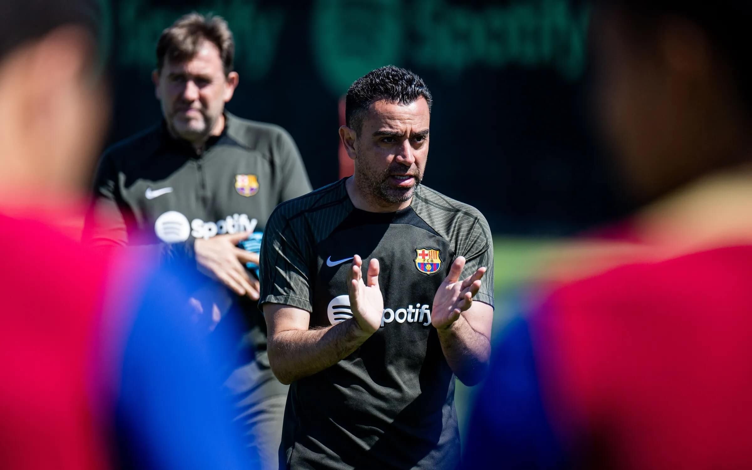 Xavi Hernández, en un entrenamiento del Barcelona.