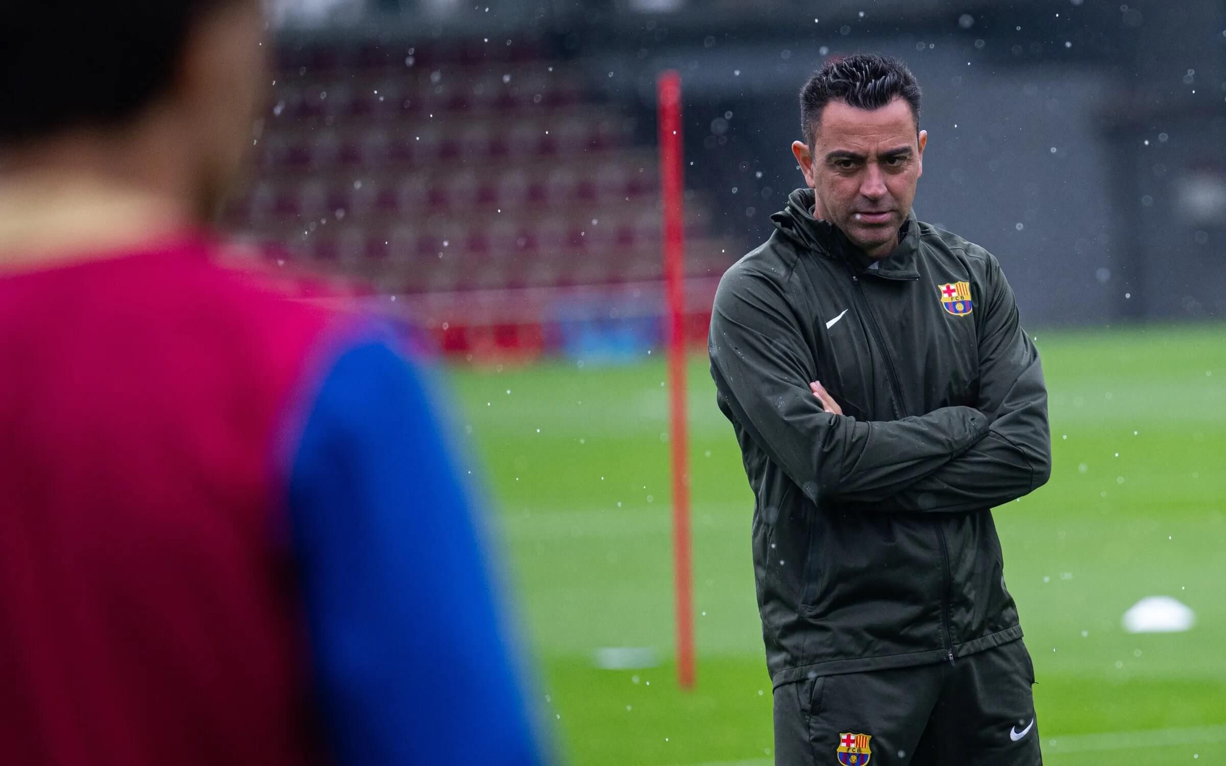 Xavi Hernández, en un entrenamiento del Barcelona.