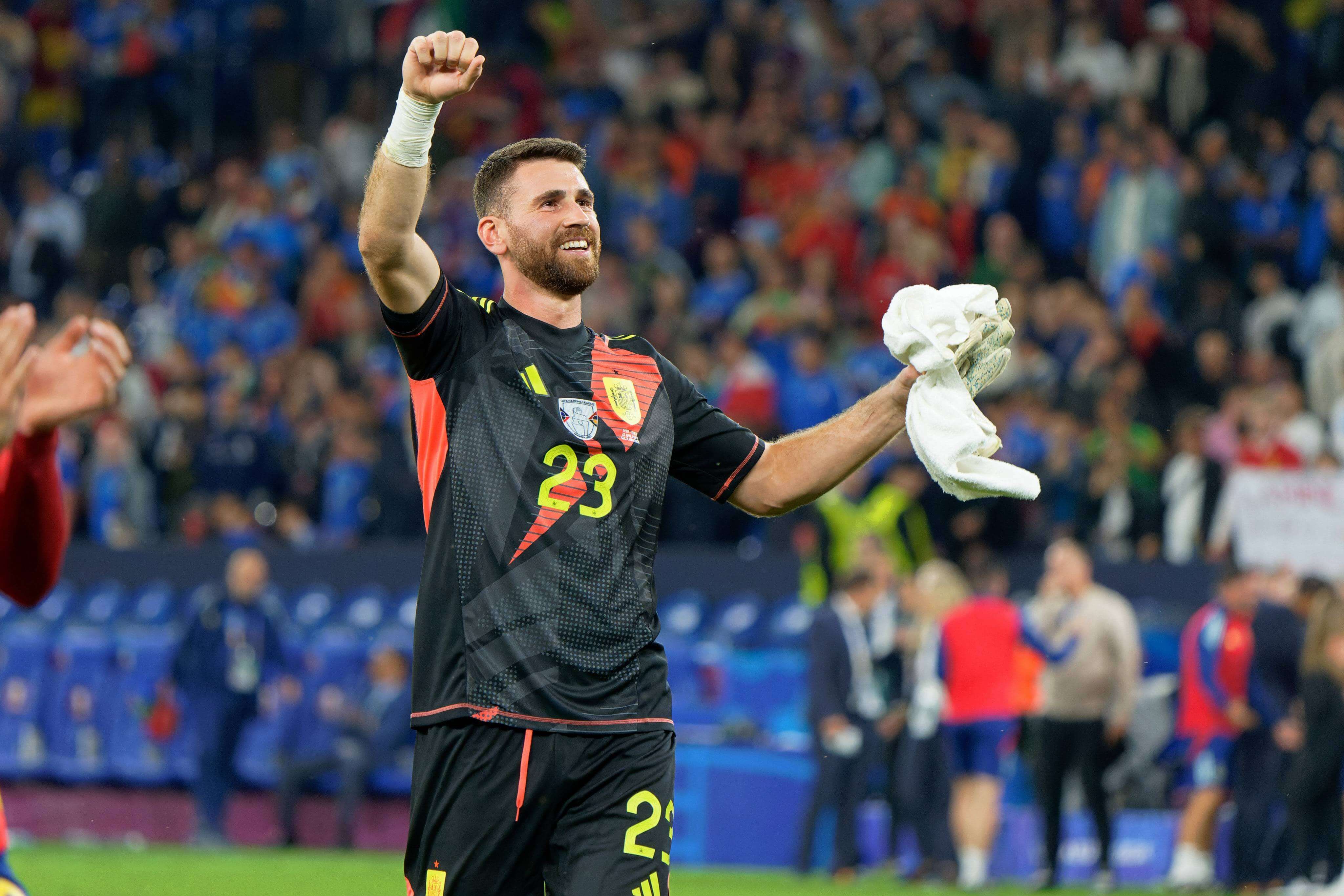 Unai Simón tras el partido contra Italia en la Eurocopa 2024