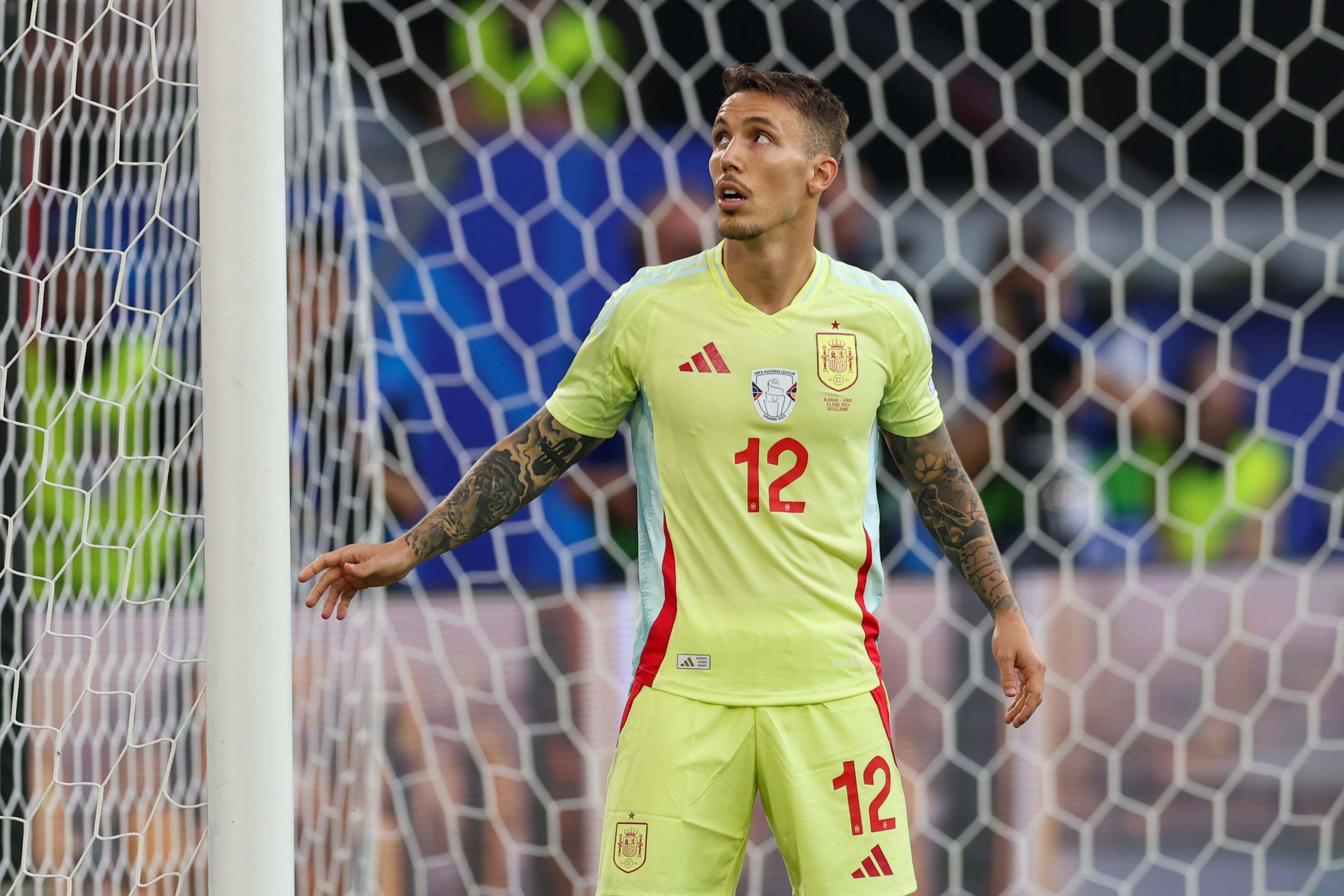 Alejandro Grimaldo durante el partido ante Albania (Fuente: Cordon Press)
