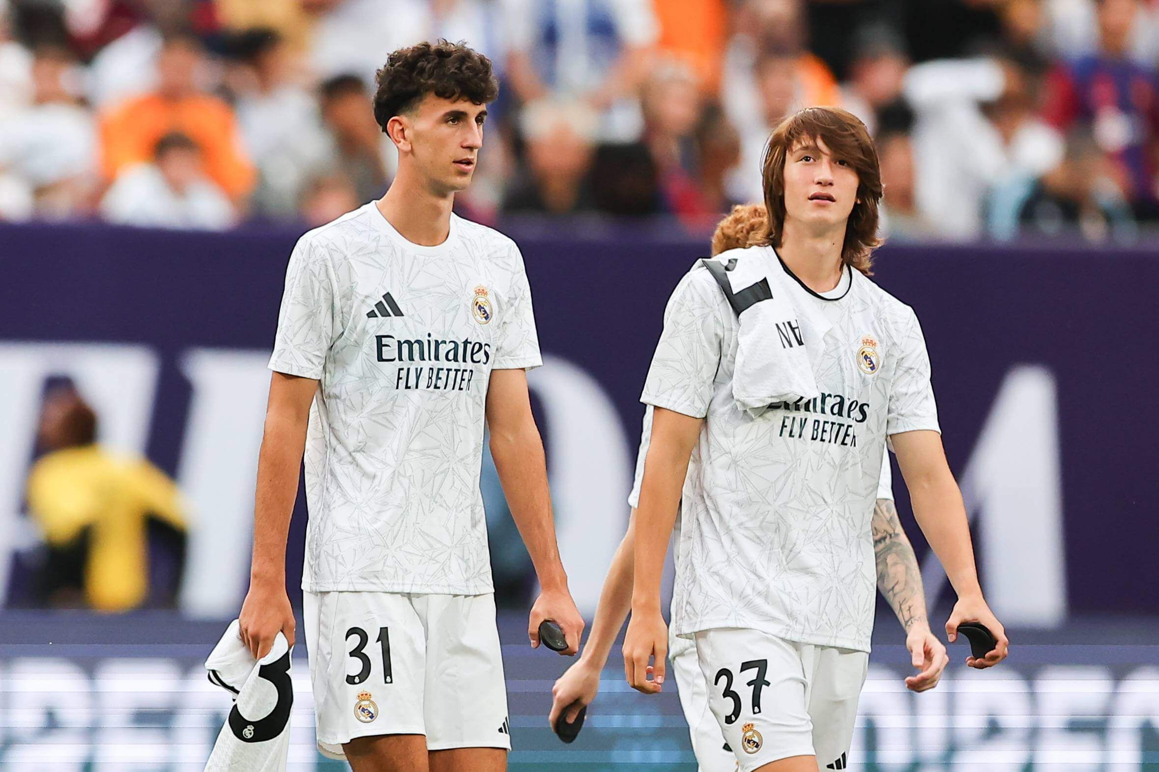 Joan Martínez, en un calentamiento con el Real Madrid.