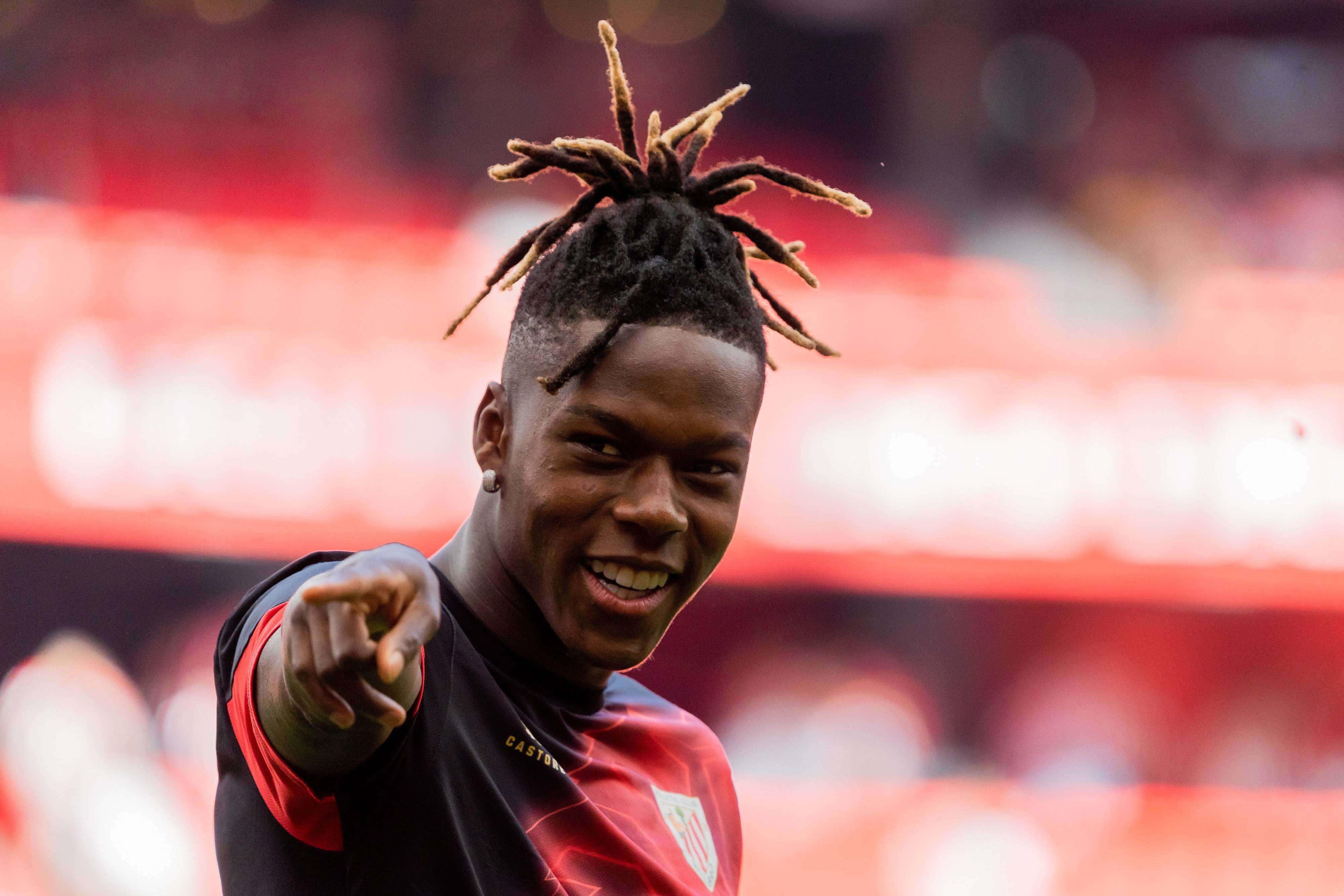 Nico Williams, antes del partido ante el Barça.