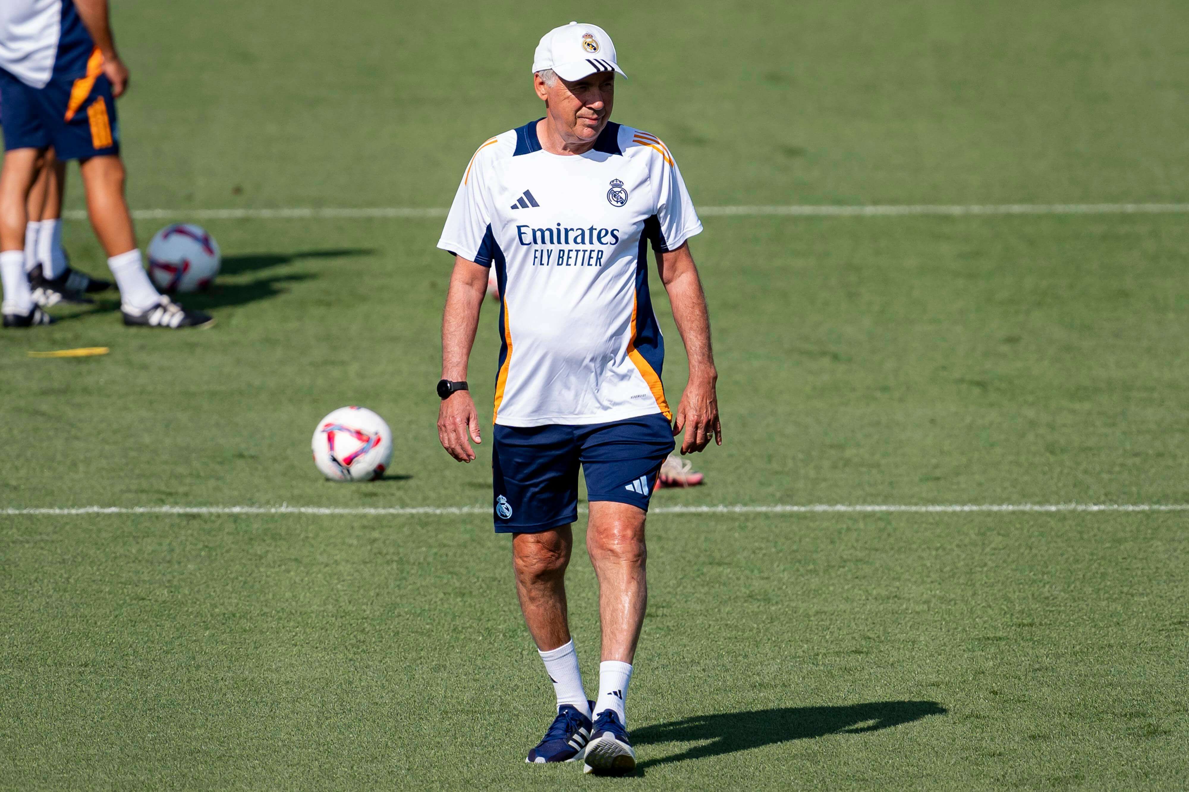 Carlo Ancelotti, en un entrenamiento con el Real Madrid.