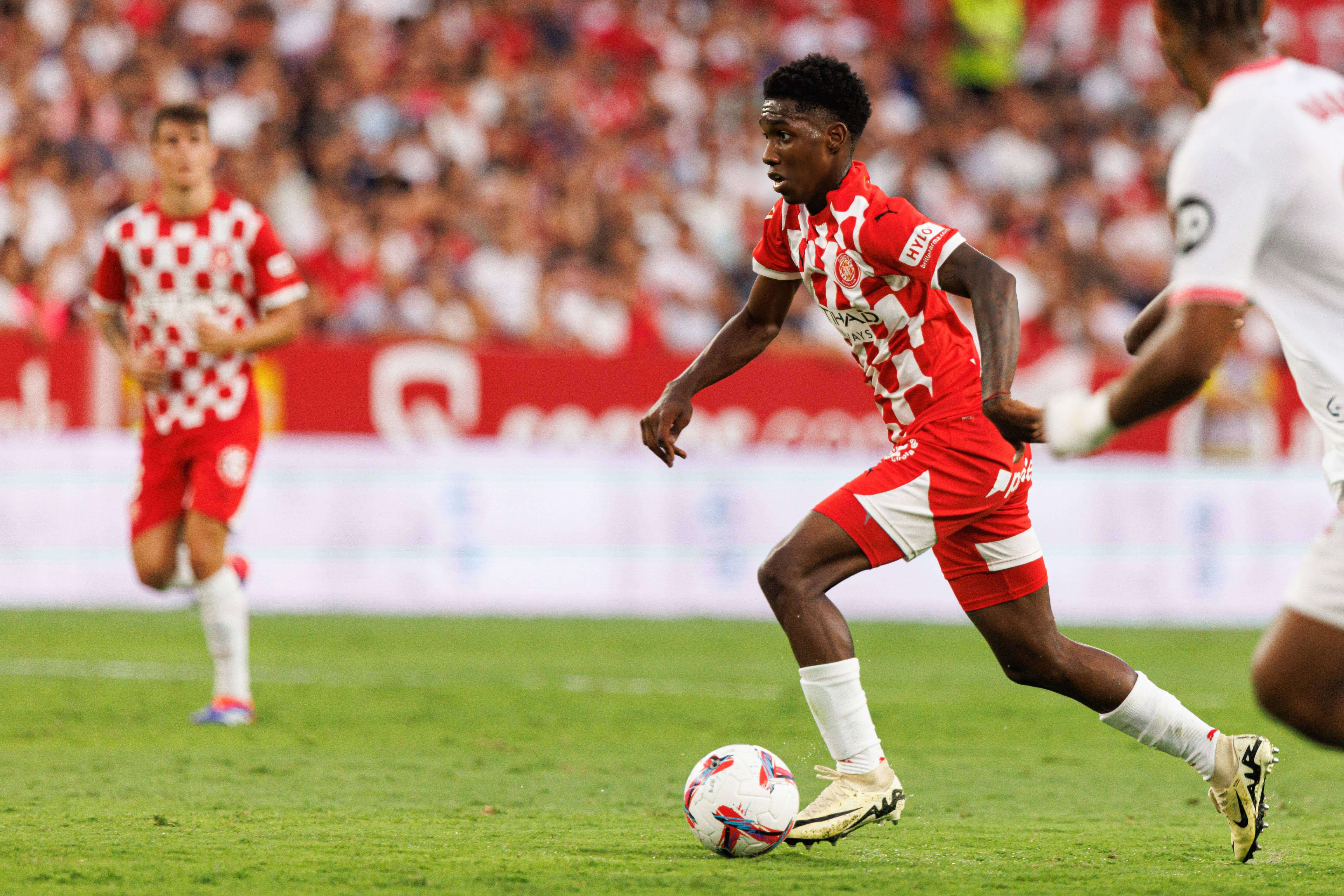 Asprilla, en un partido con el Girona.