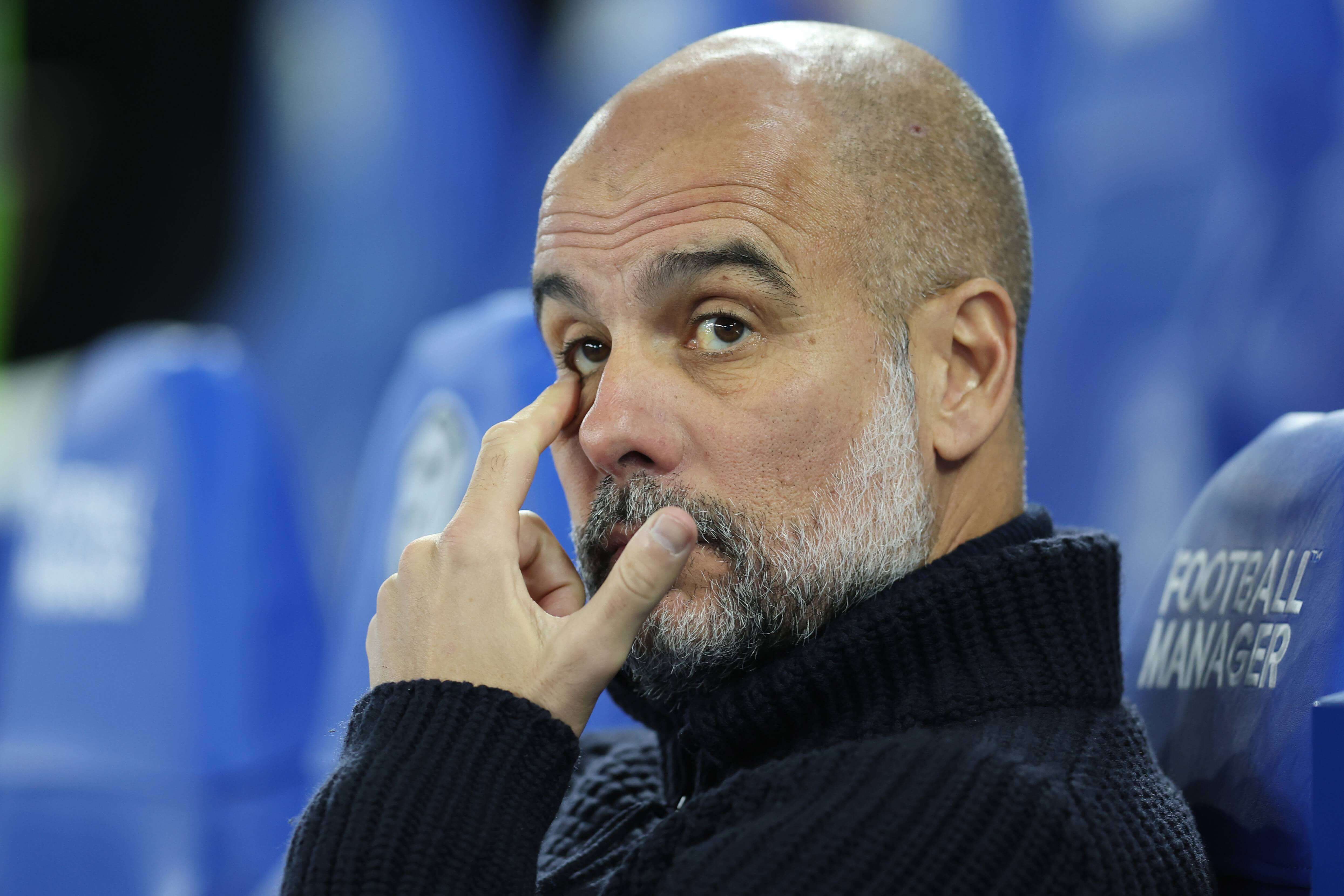  Pep Guardiola, en el banquillo del Brighton.