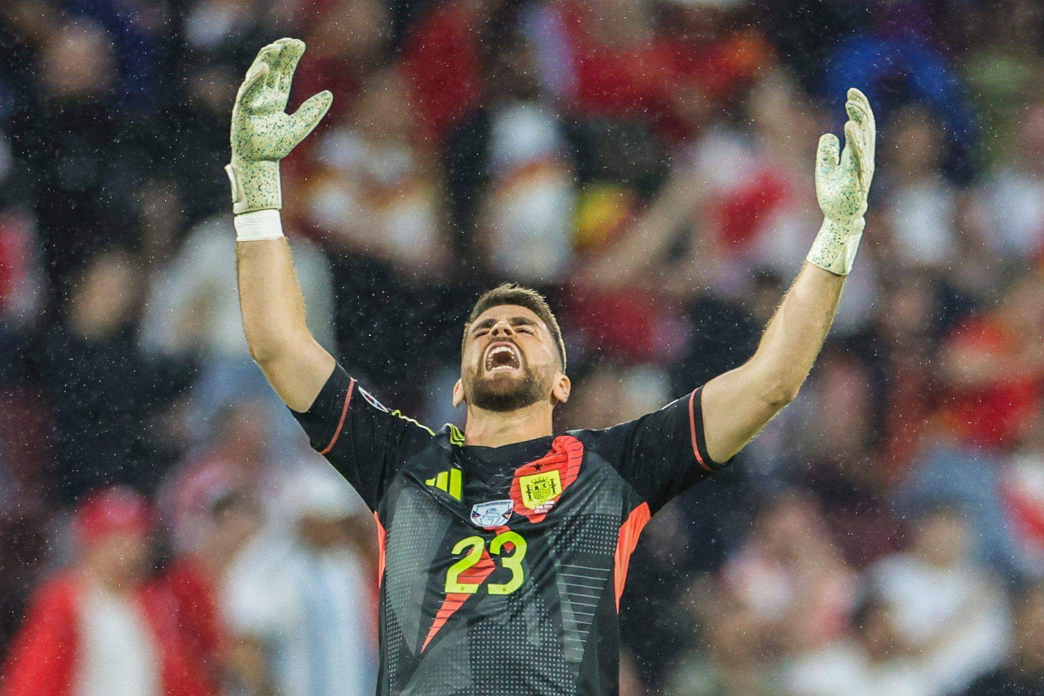  Unai Simón, en el partido frente a Georgia en la Eurocopa 2024