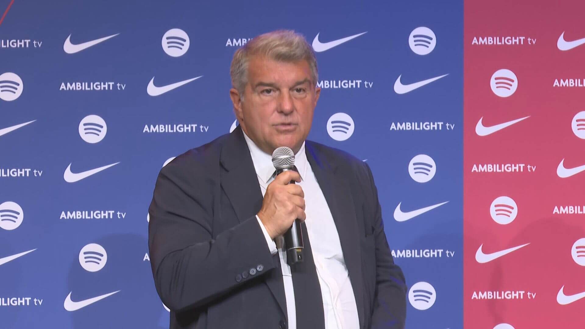 Joan Laporta, en la presentación de Hansi Flick