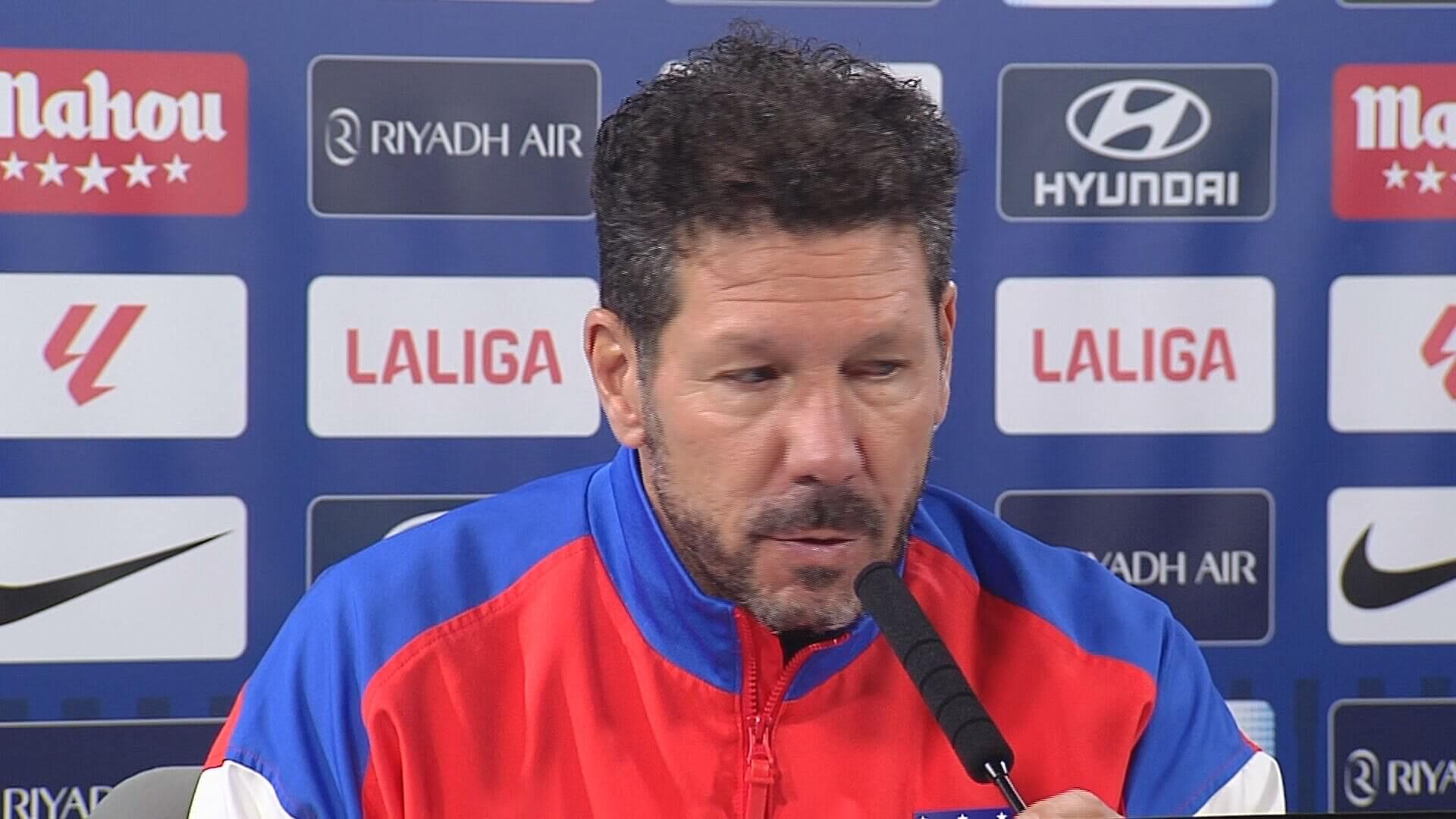  Diego Simeone, durante la rueda de prensa previa al partido.
