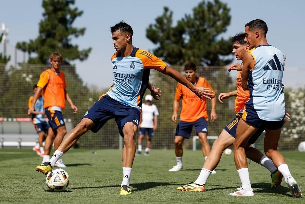 Reinier entrenando con el primer equipo en Valdebebas.