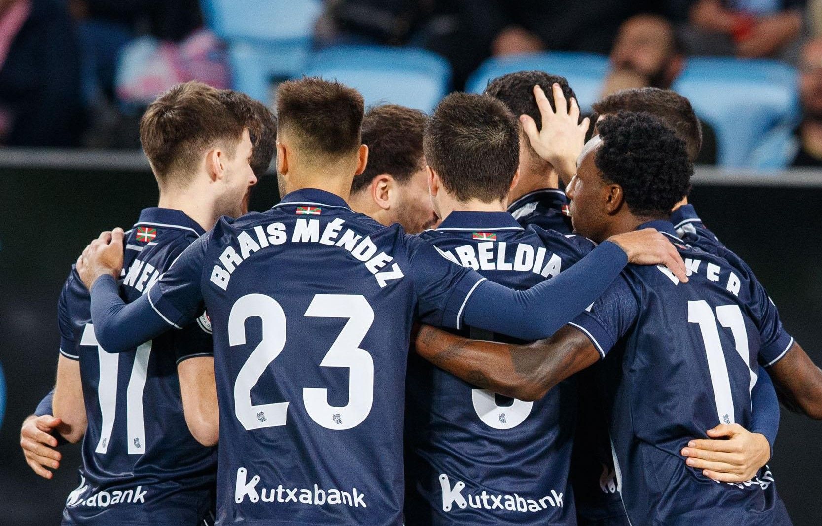 Celebración del gol de Oyarzabal en el Celta - Real Sociedad de esta temporada.